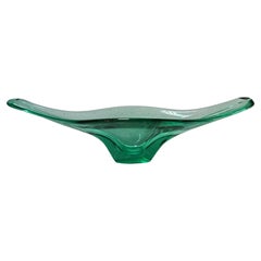 Retro XXL Green Murano Glass Bowl shaped as Gondola, Italy 1970s