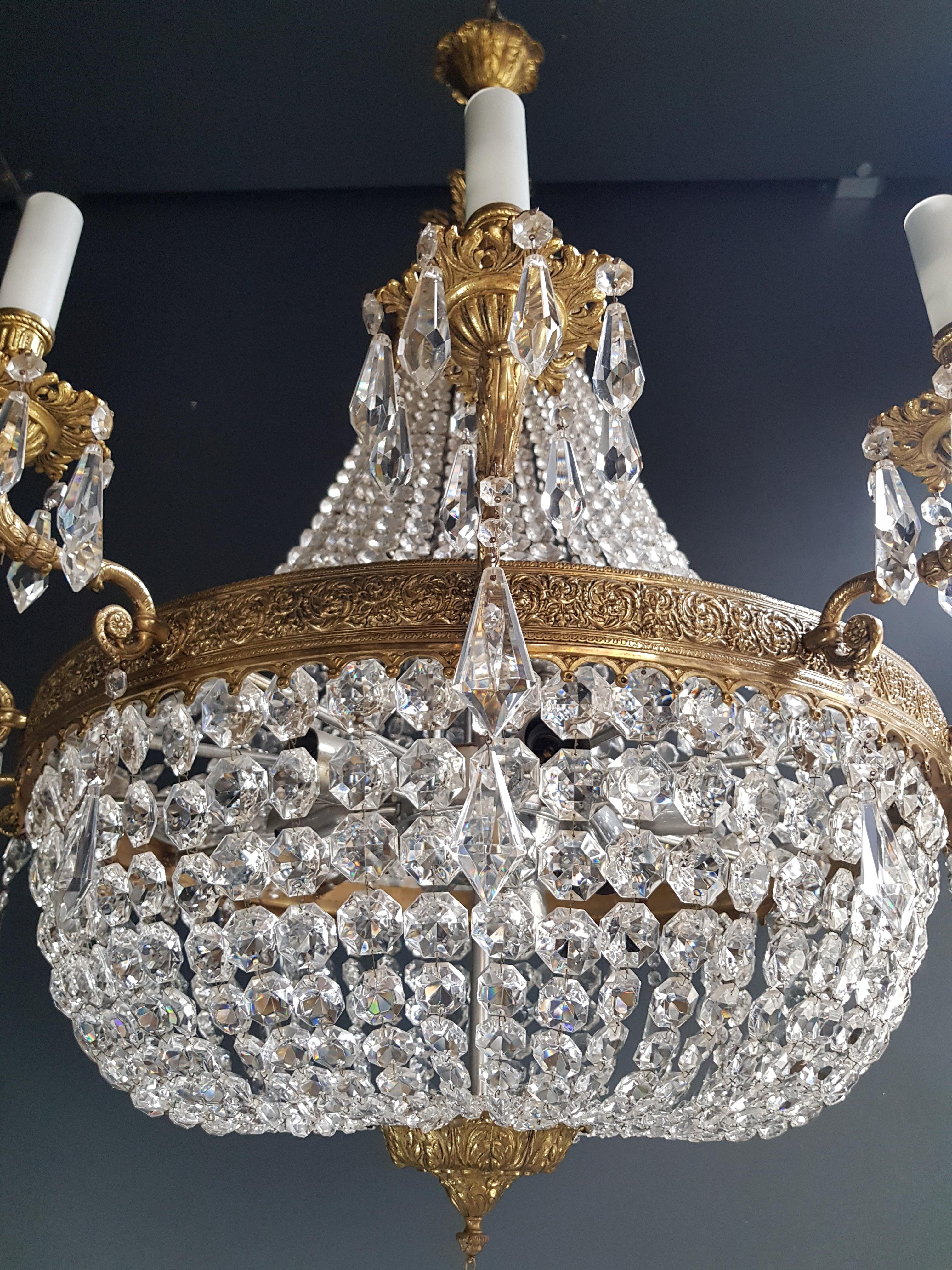 Brass XXL Huge Montgolfièr Empire Sac a Pearl Chandelier Crystal Lustre Ceiling Lamp