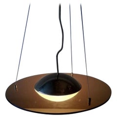 XXL Hustadt Leuchten Modern Frisbi Glass and Brass Pendant Lamp, 1970s Germany