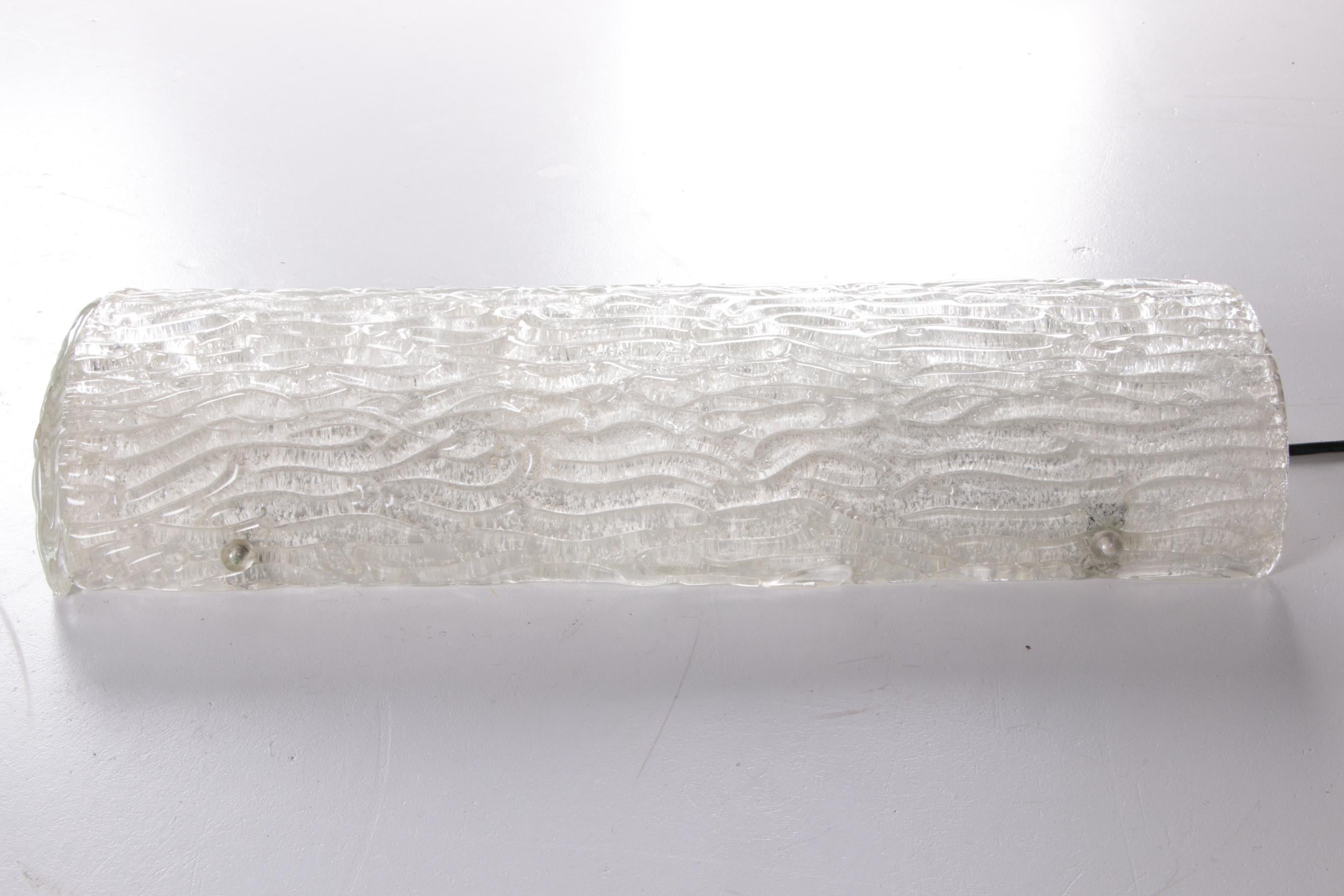XXL Ice Wall Lamp by Hillebrand 60 cm long made in 1960 For Sale 9