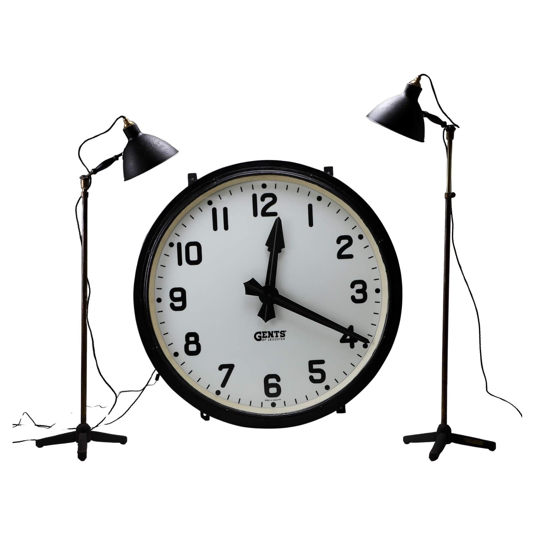 XXL Illuminated Gents of Leicester Train Station Clock For Sale
