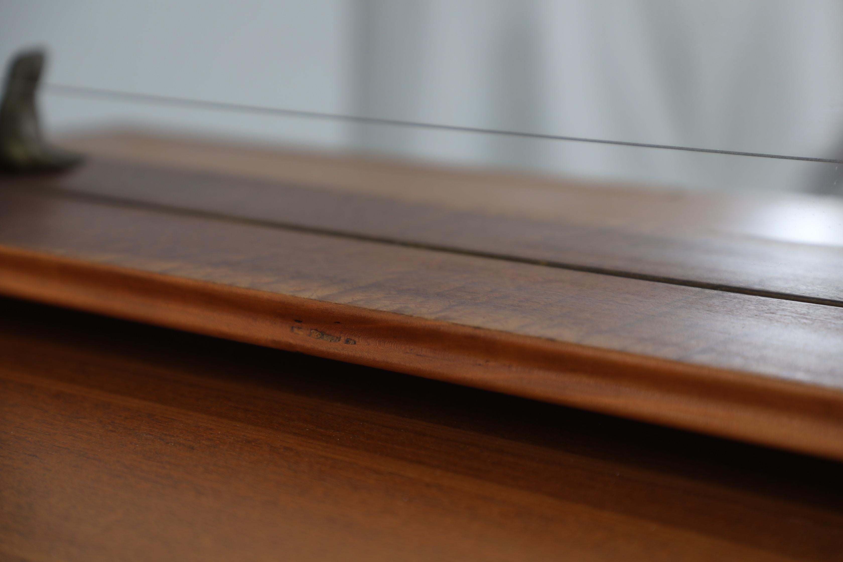 XXL Italian Mid-Century Standing Mirror w/ Shelf, Carved Wood Frame For Sale 3