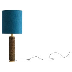 XXL italian table lamp with leather pierced brass relief feet, 1960s