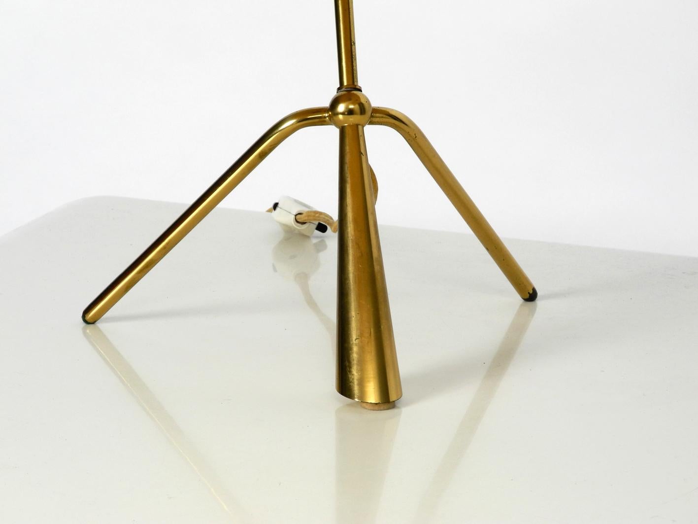 XXL Kalmar Midcentury Brass Tripod Table Lamp - Original Colorful Fabric Shade 6