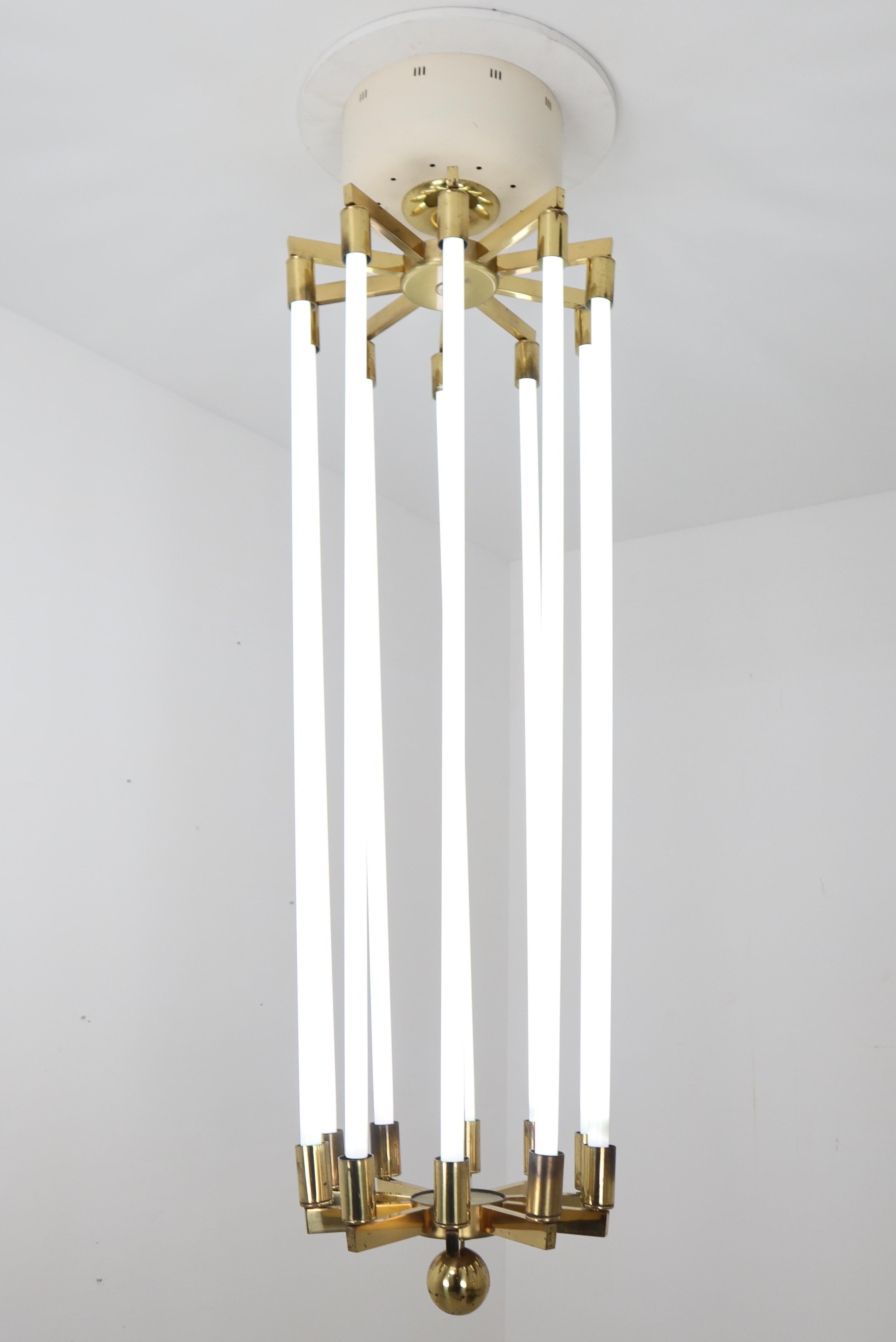 Extra Large Brass Chandelier by Kaiser & Co., Made in Germany, circa 1940s For Sale 5