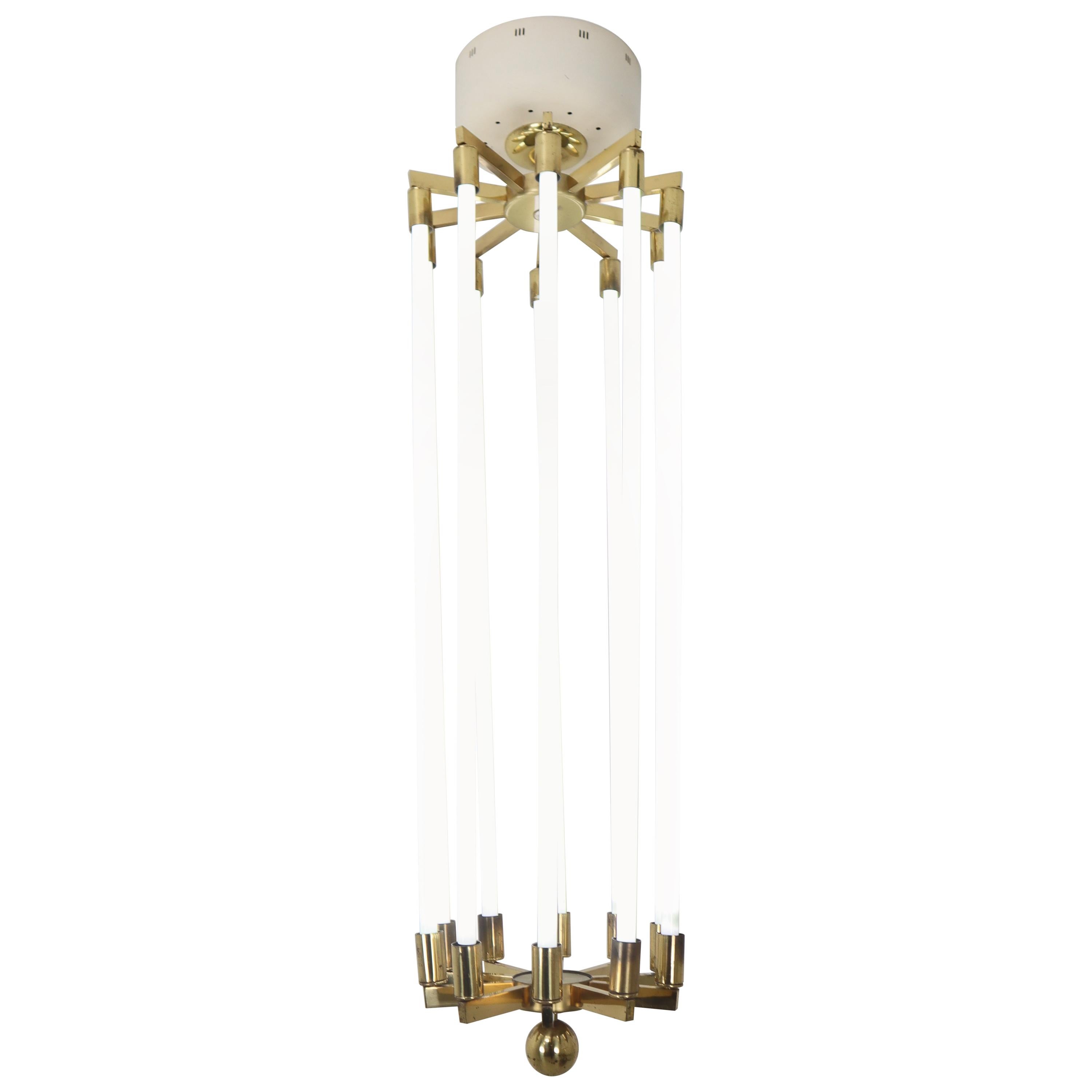 Extra Large Brass Chandelier by Kaiser & Co., Made in Germany, circa 1940s For Sale