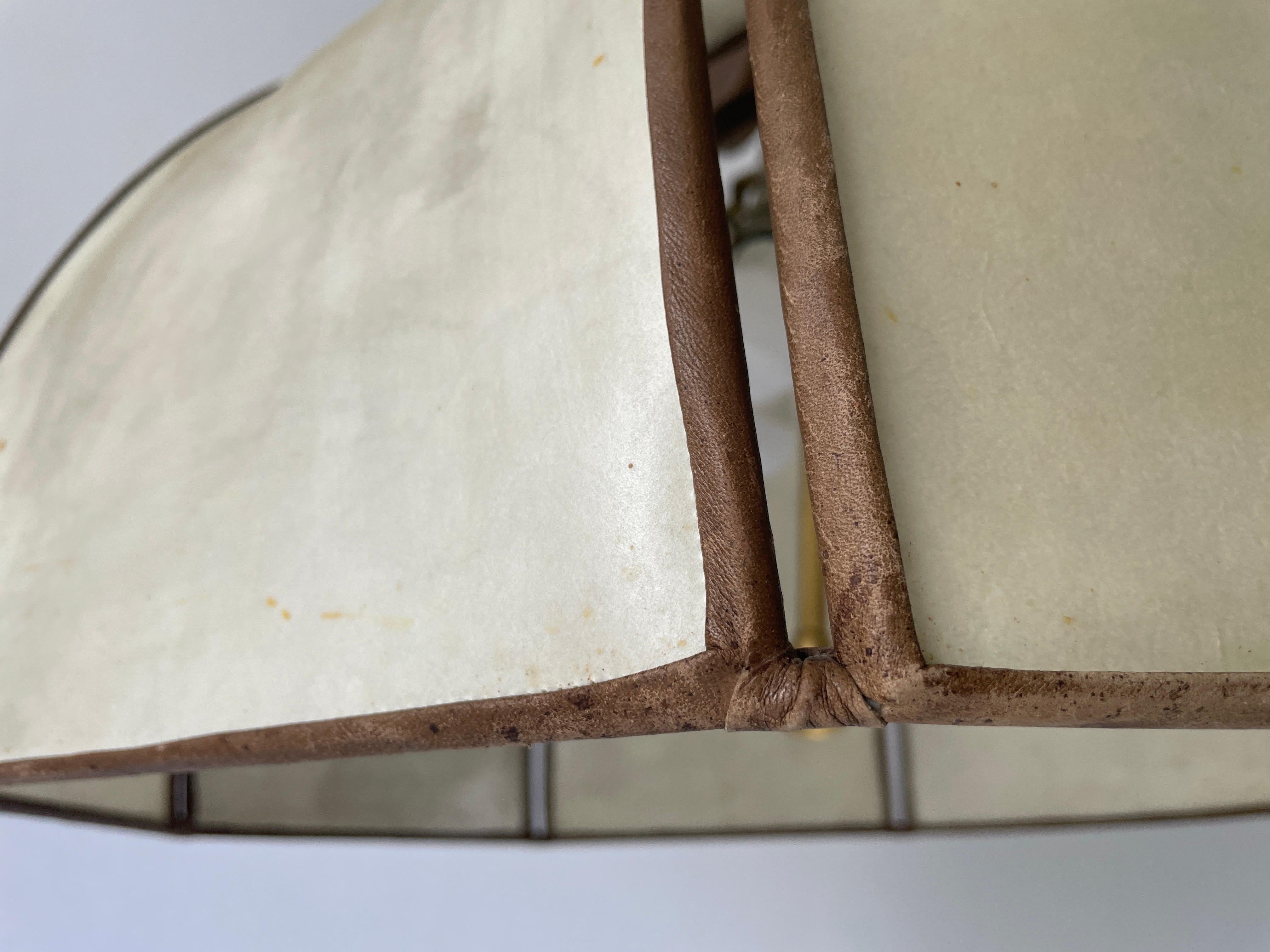 Lampada a sospensione regolabile con paralume in pelle XXL, anni '60, Germania in vendita 4