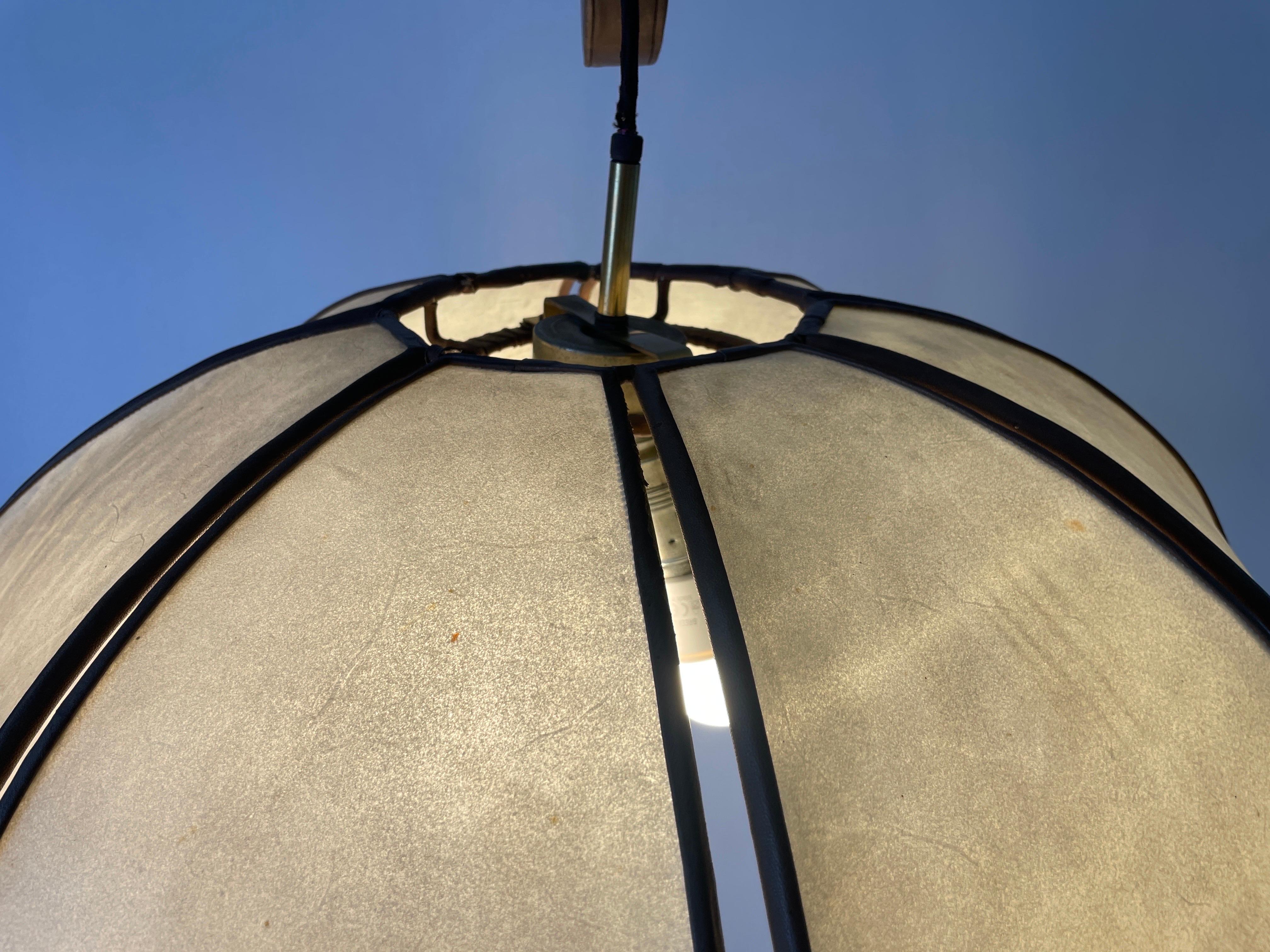Lampada a sospensione regolabile con paralume in pelle XXL, anni '60, Germania in vendita 10