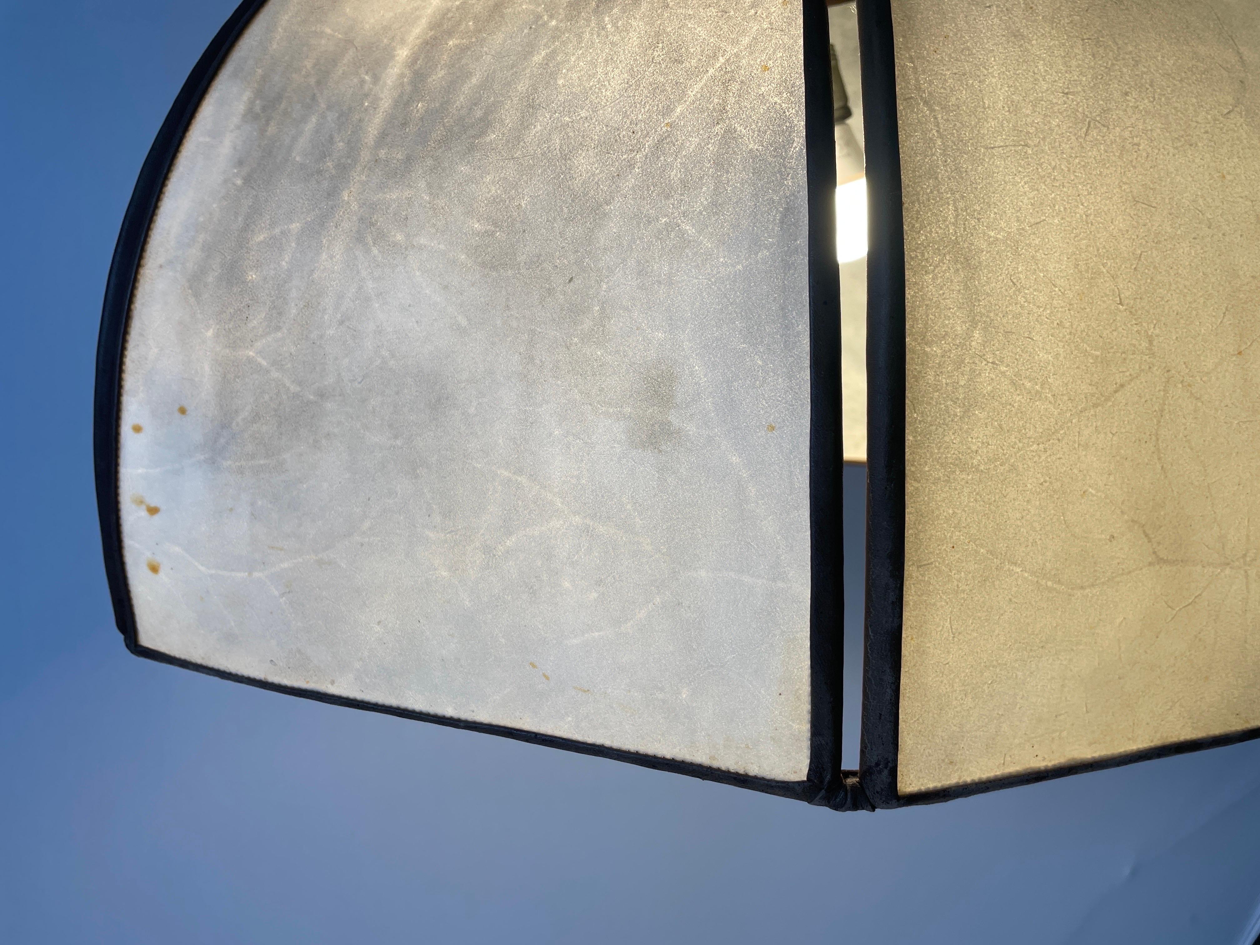 Lampada a sospensione regolabile con paralume in pelle XXL, anni '60, Germania in vendita 12