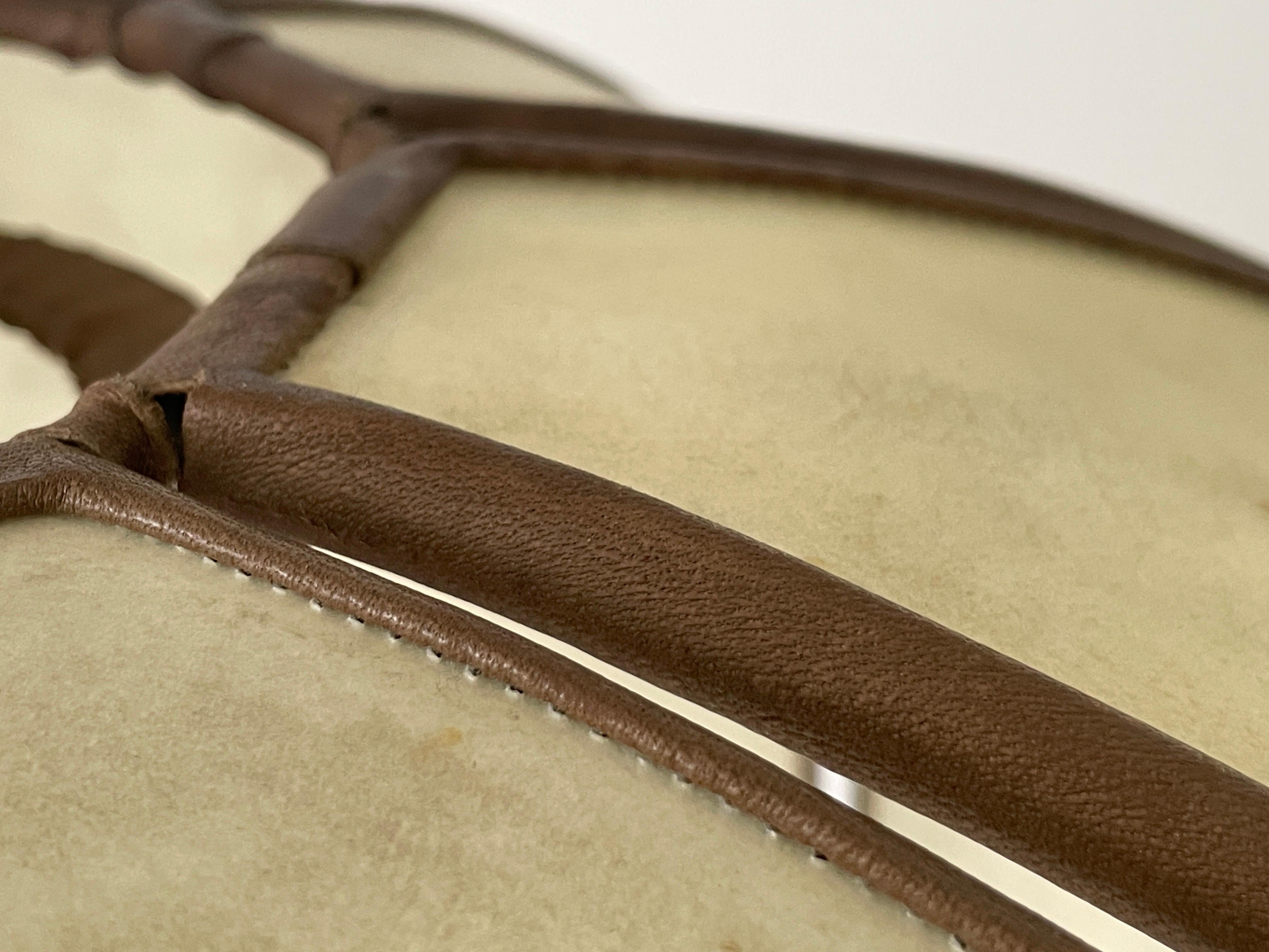 Metallo Lampada a sospensione regolabile con paralume in pelle XXL, anni '60, Germania in vendita