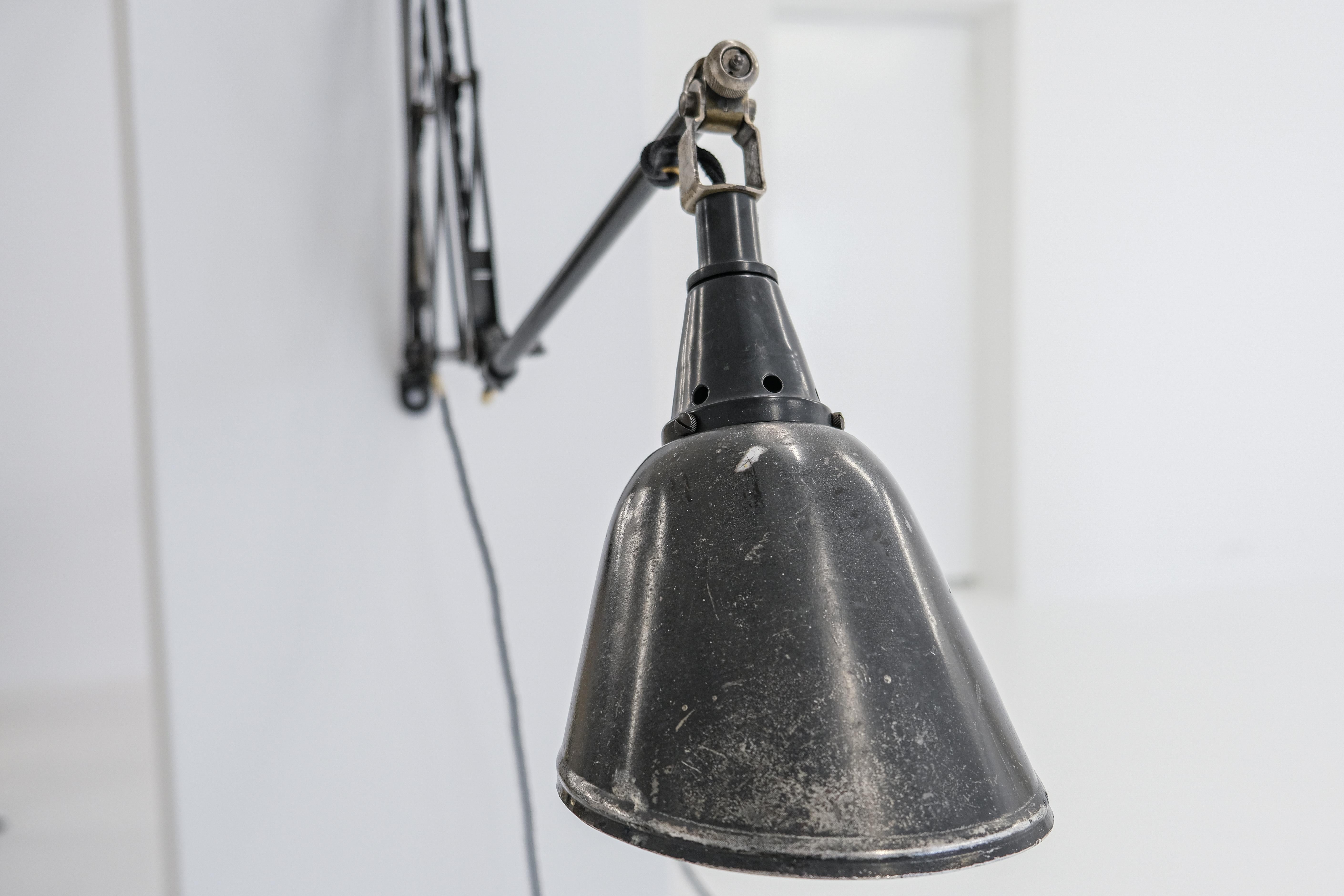 Metal XXL-Long Midgard Scissor Lamp Modell 110 by Curt Fischer for Auma Industriewerke For Sale