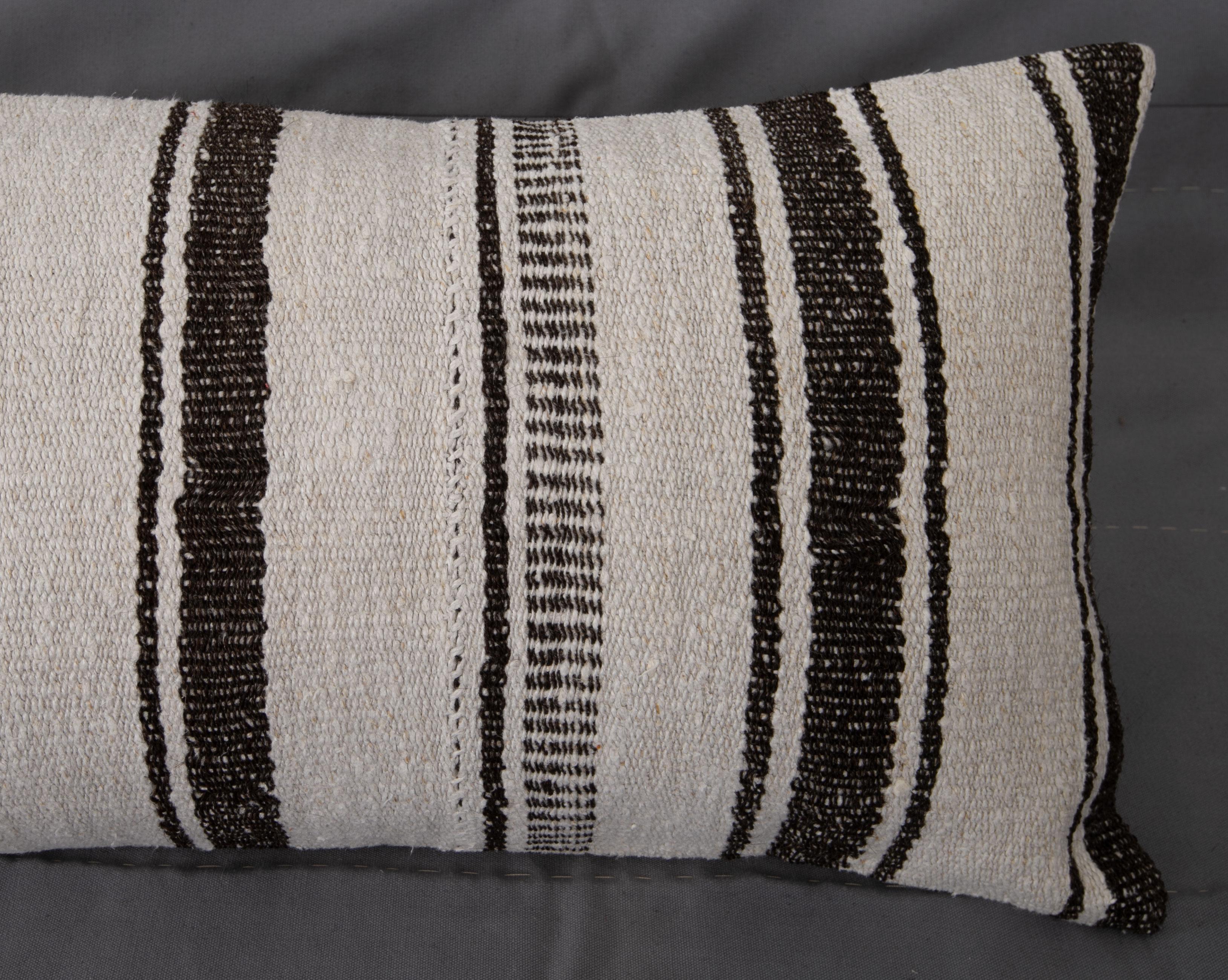 Hand-Woven XXL Lumbar Made from Vintage Anatolian Hemp and Goat Hair Kilims, Mid-20th C For Sale
