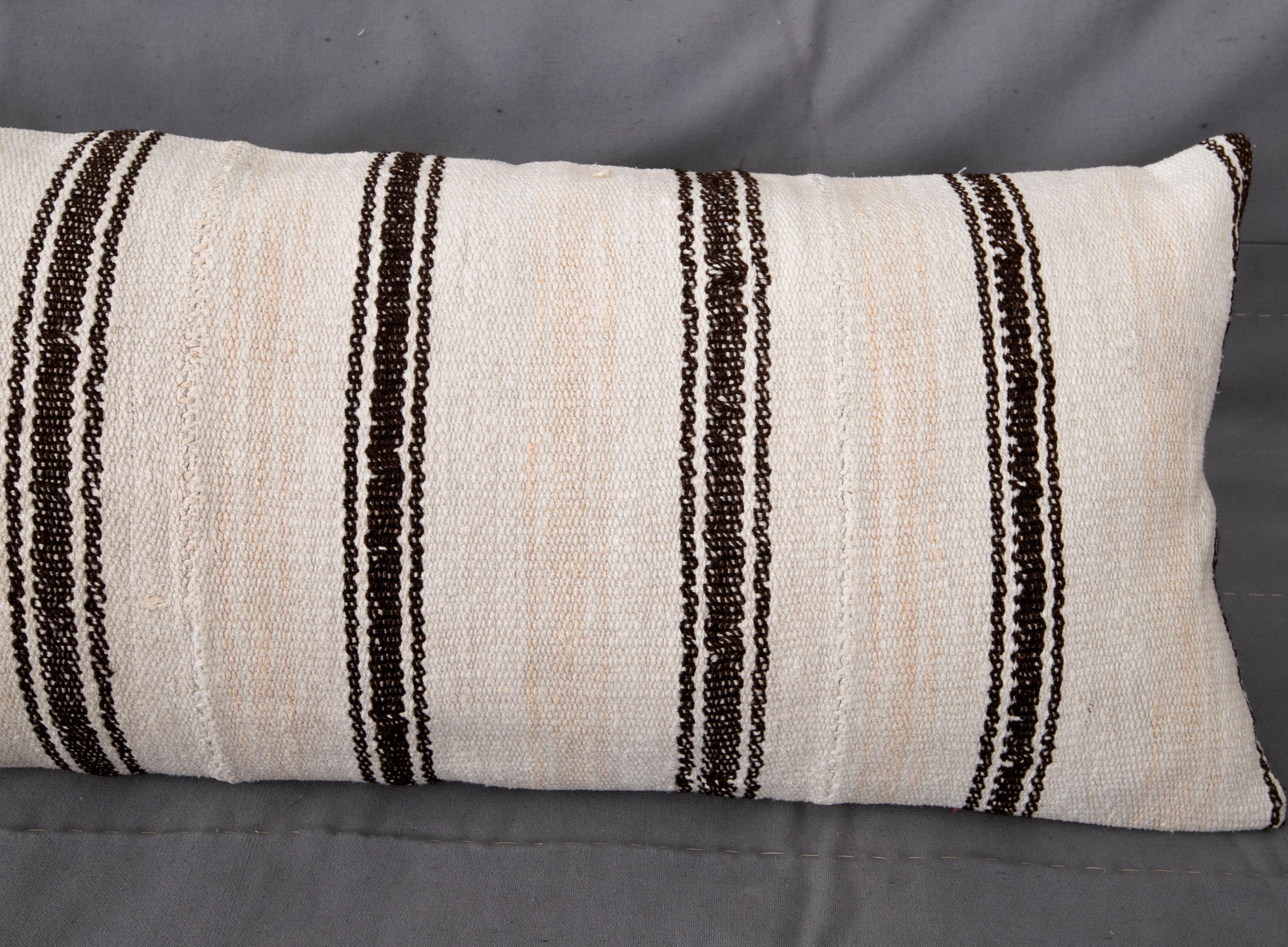 Hand-Woven XXL Lumbar Made from Vintage Anatolian Hemp and Goat Hair Kilims, mid 20th C. For Sale