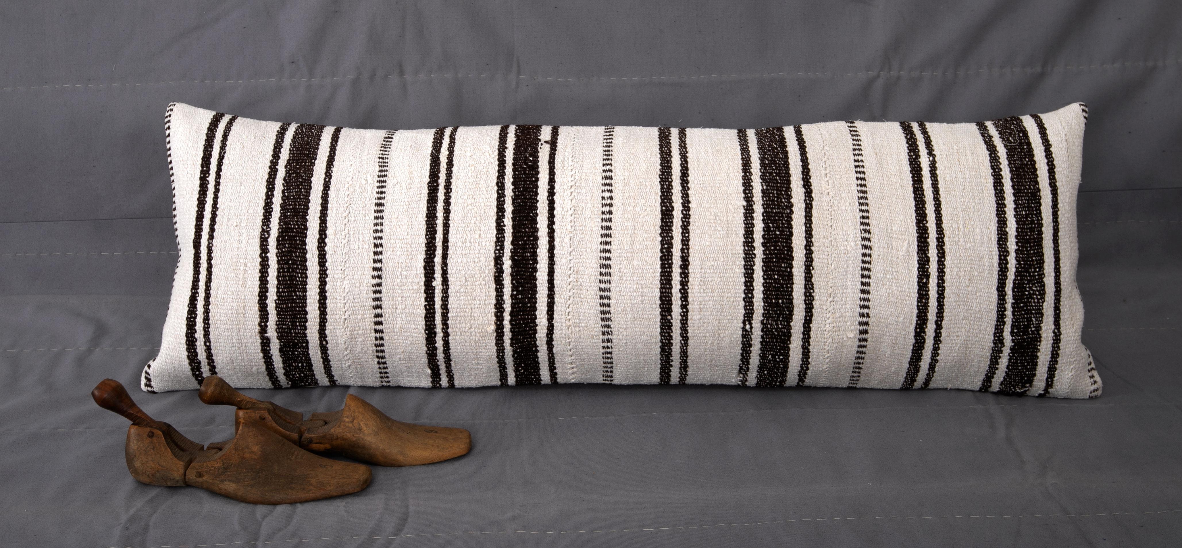 Hand-Woven XXL Lumbar Made from Vintage Anatolian Hemp and Goat Hair Kilims, Mid-20th C For Sale