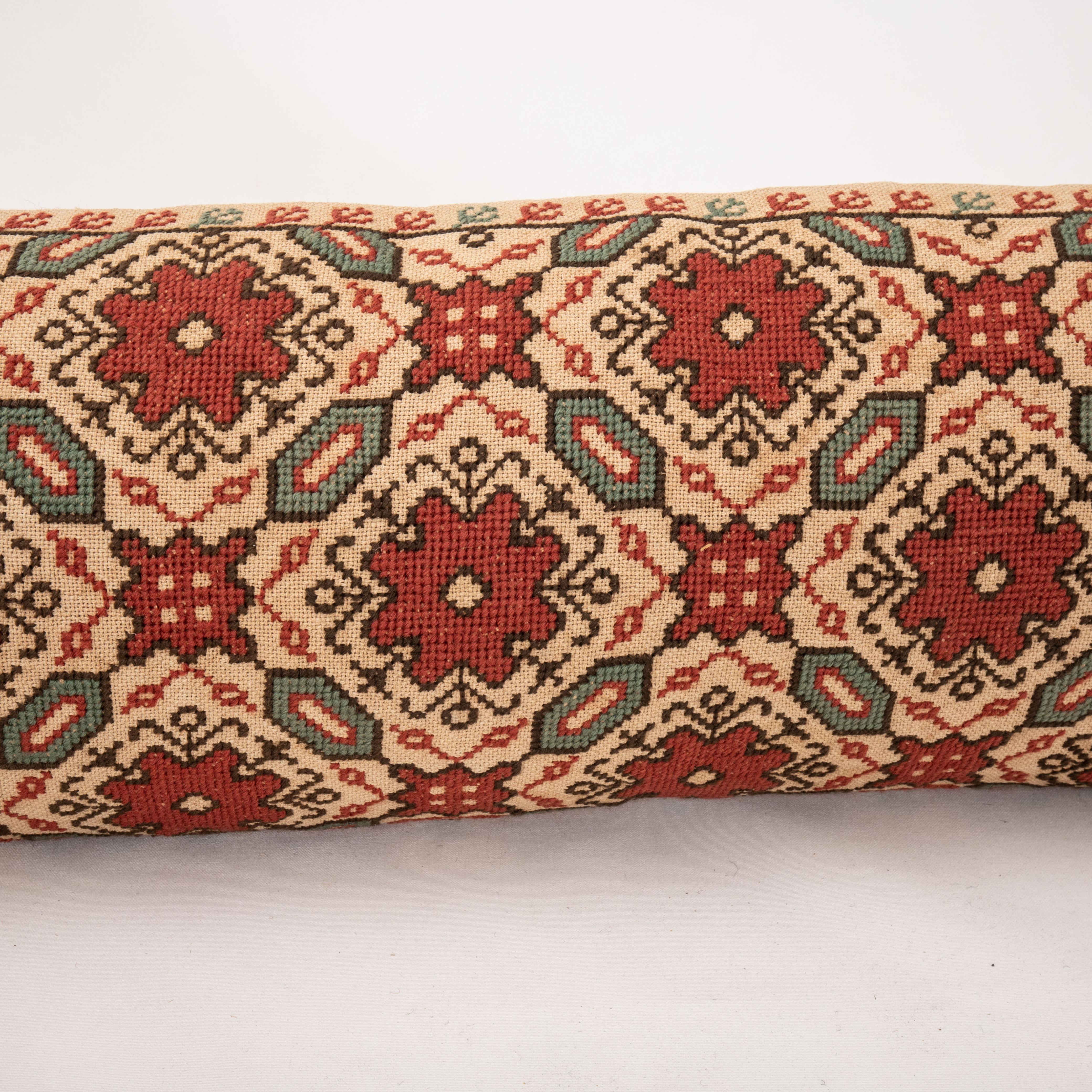 Embroidered XXL Lumbar Pillow Case Made from an Eastern European Embroidery, 1900s For Sale