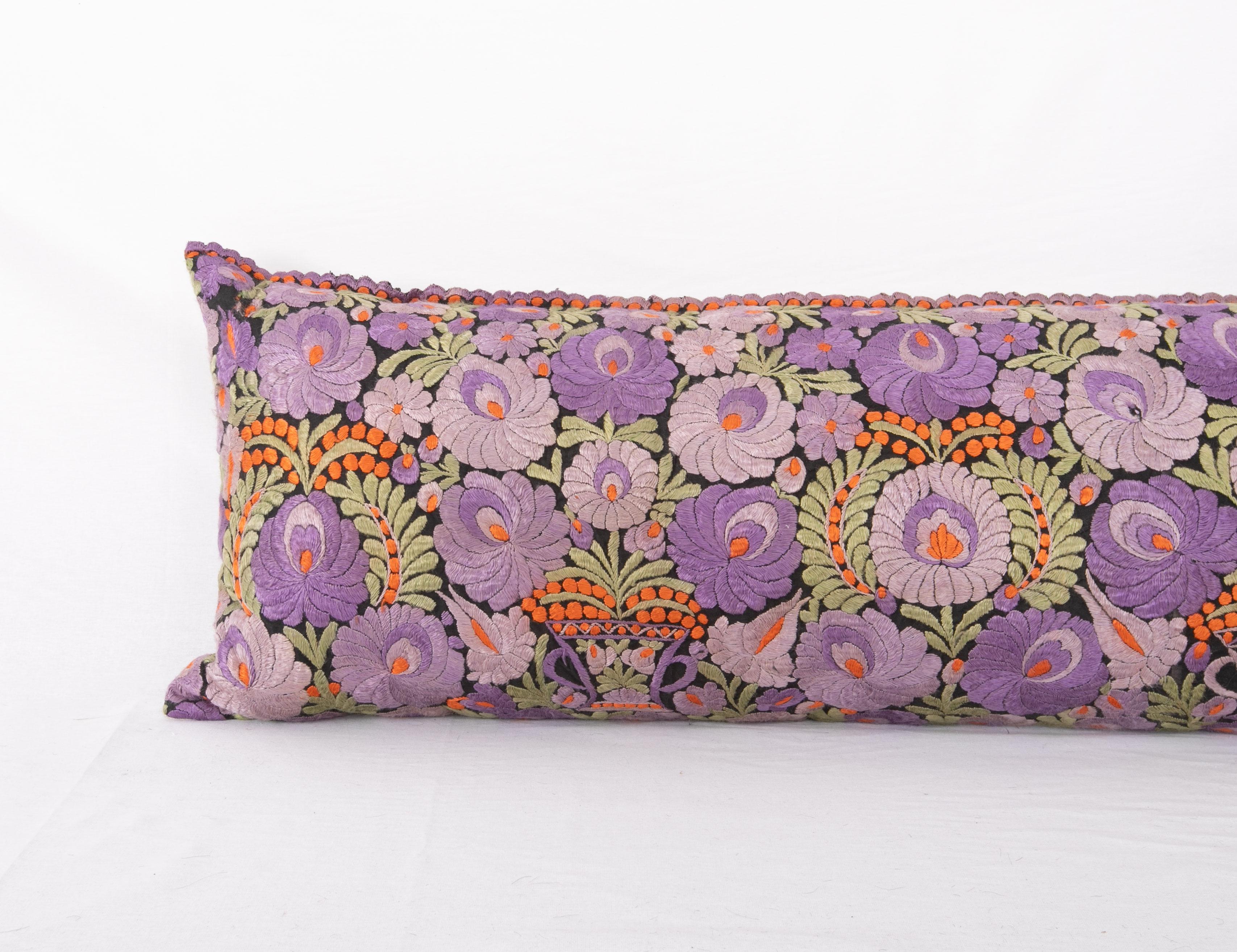 Hungarian XXL Lumbar Pillowcase Made from a Matyo Embroidery, Hungary, Early 20th C For Sale