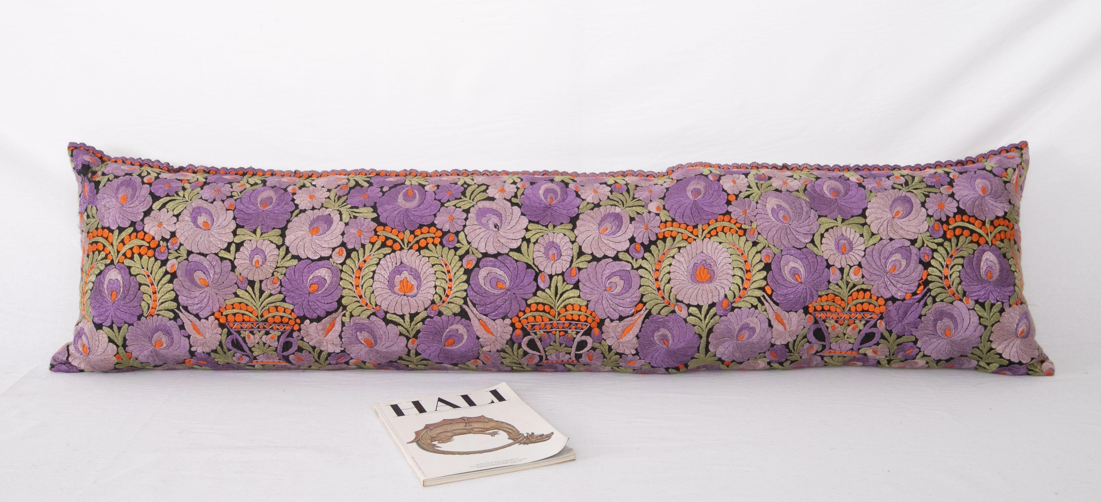20th Century XXL Lumbar Pillowcase Made from a Matyo Embroidery, Hungary, Early 20th C For Sale