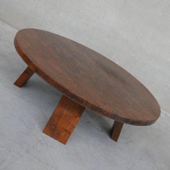 XXL Mid-Century Brutalist Oak Coffee Table