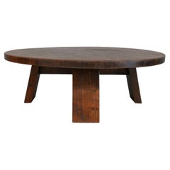 XXL Mid-Century Brutalist Oak Coffee Table