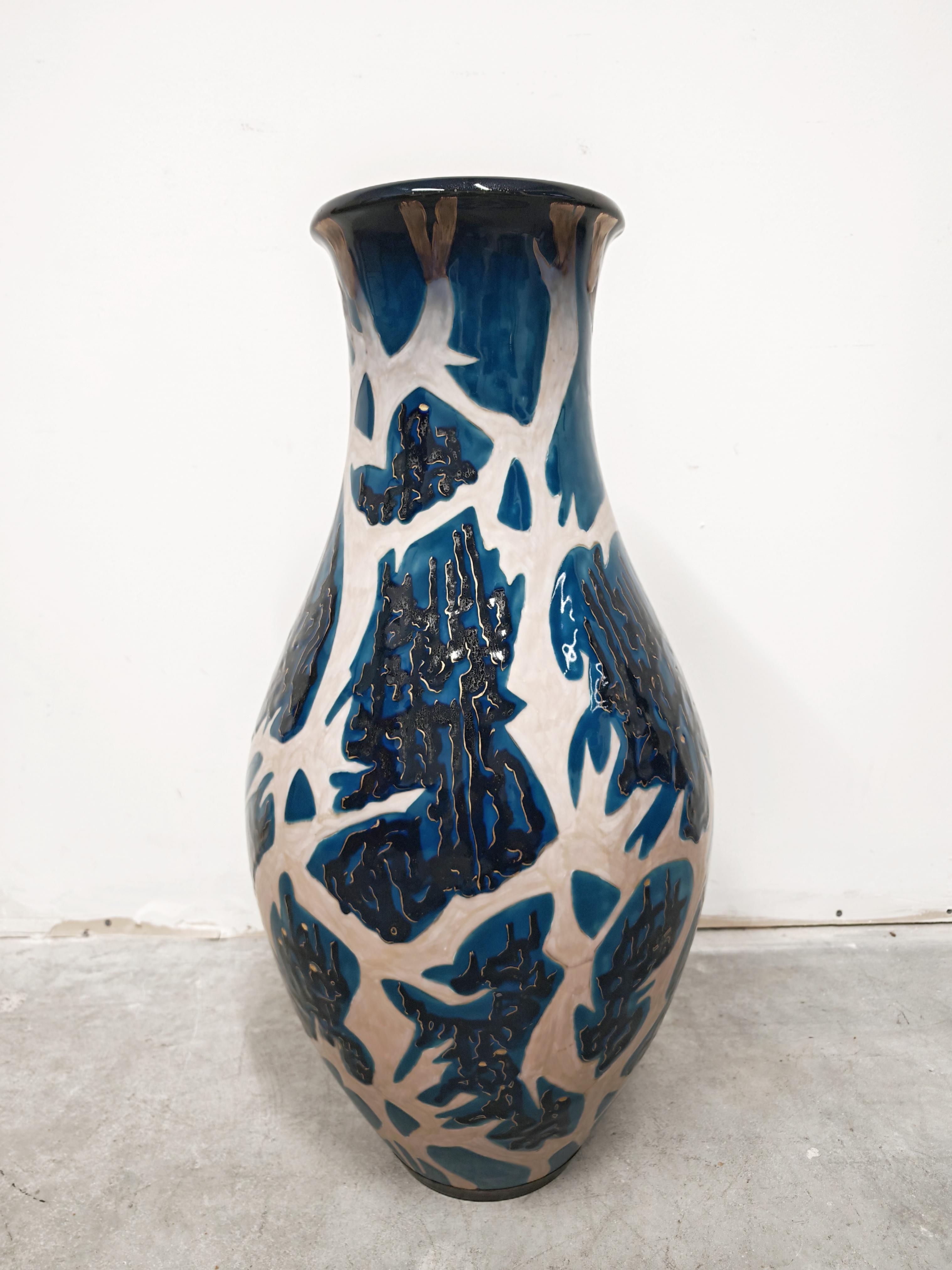 Mid-Century Modern Vase XXL en céramique du milieu du siècle par Mahiedine Boutaleb pour Sèvres, France 1975 en vente
