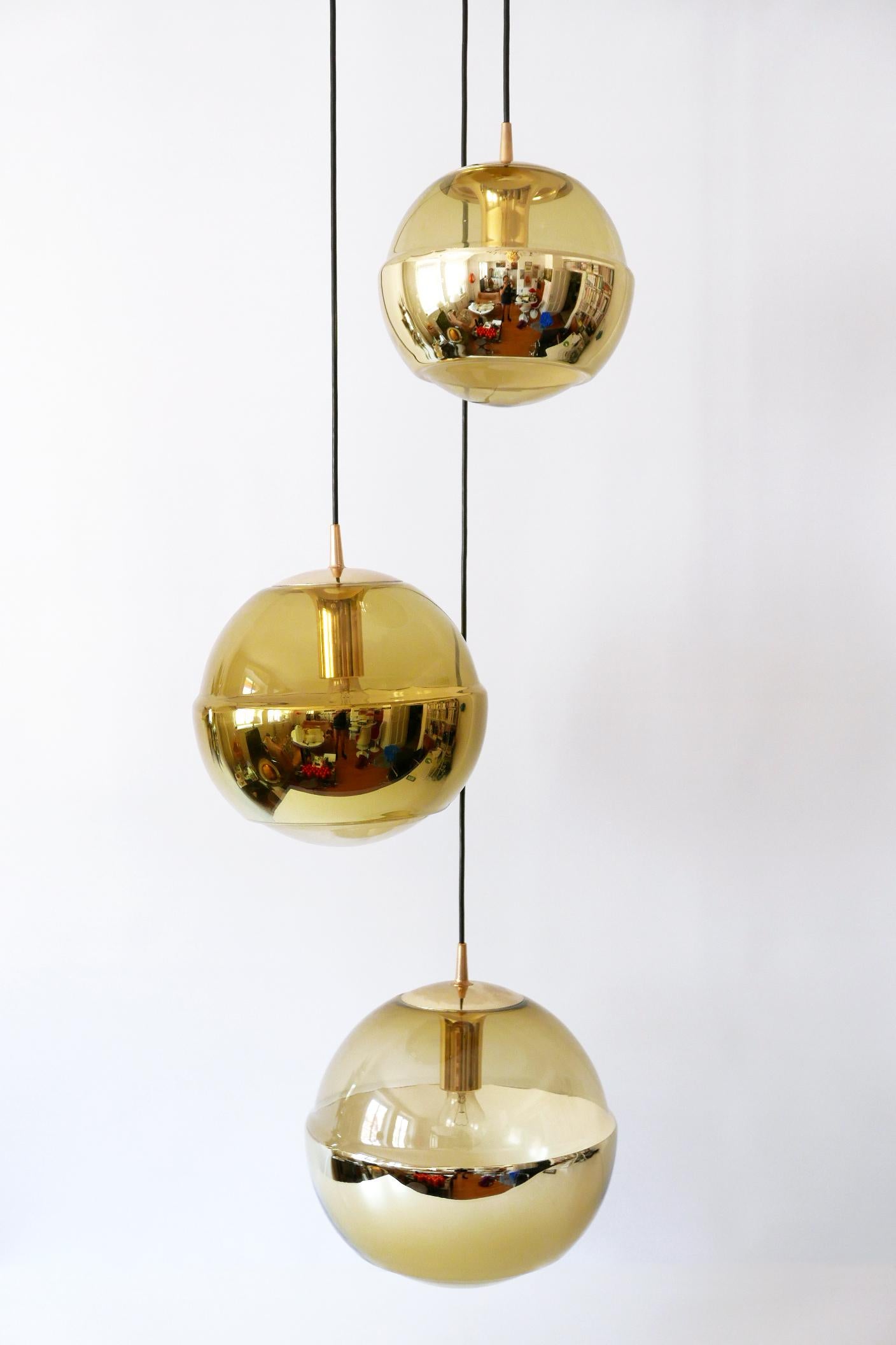 Brass XXL Mid-Century Modern Chandelier or Cascading Pendant Lamp by Peill & Putzler For Sale