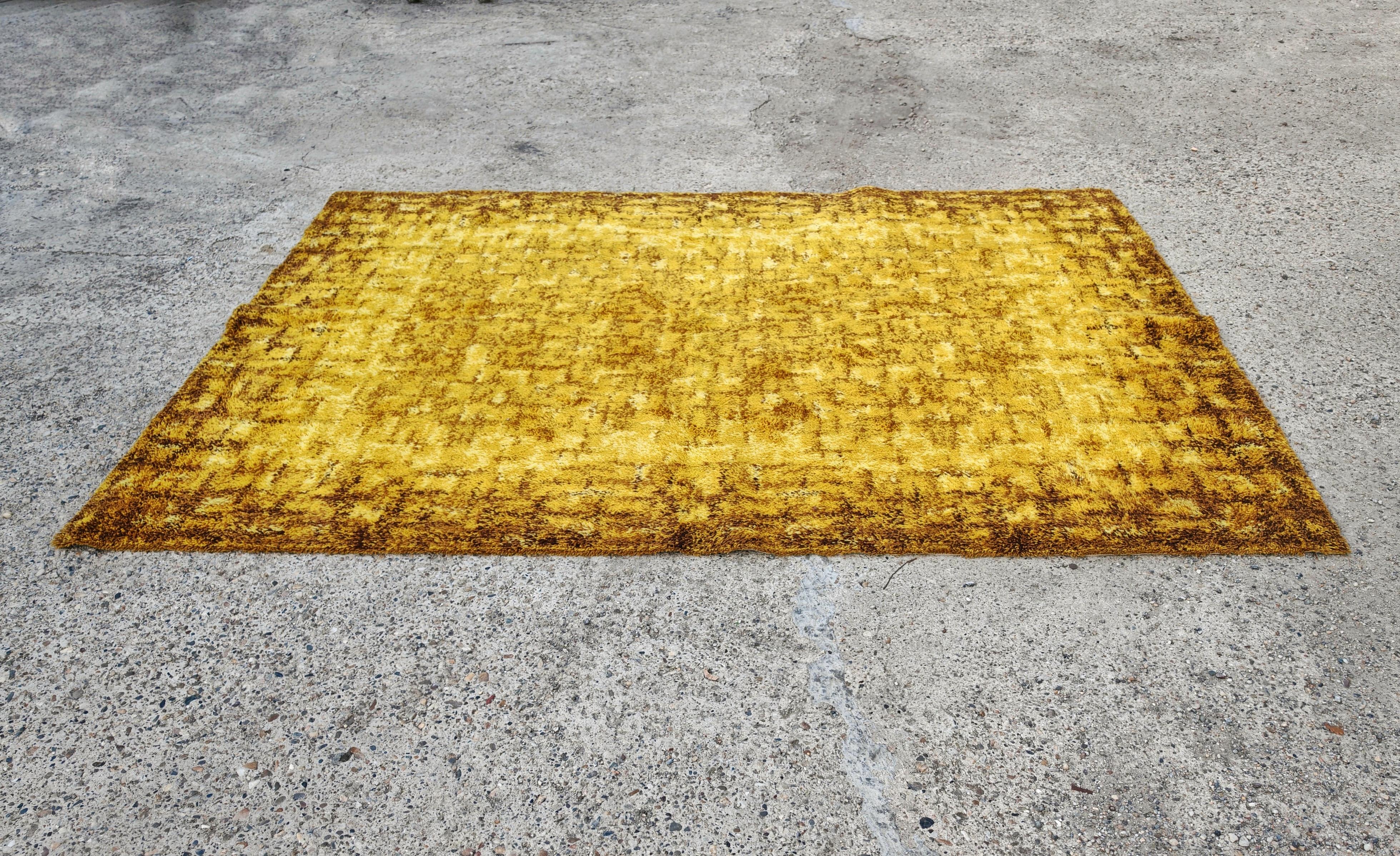 Tappeto XXL Mid Century Modern in giallo senape di Siegel Teppich, 100% lana vergine in vendita 5
