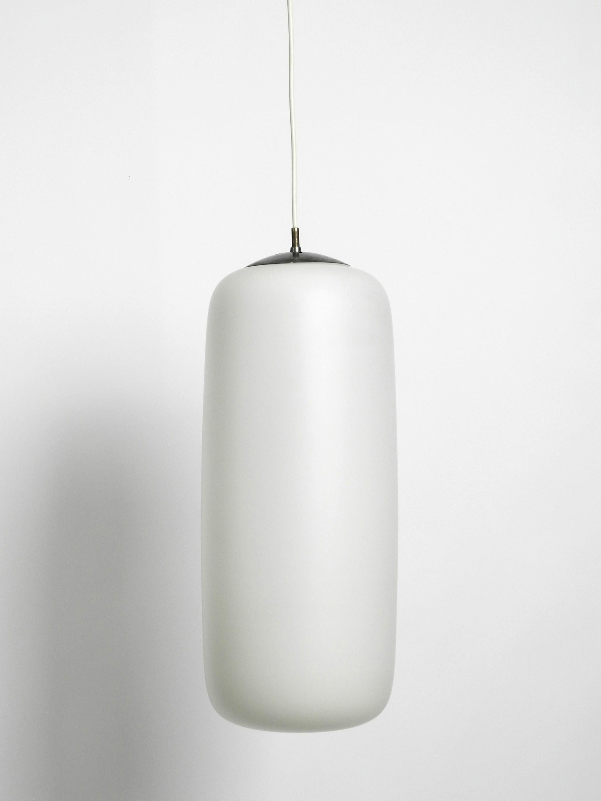 German Extra Large Mid-Century Modernist Wagenfeld Glass Pendant Lamp 3 Lamps Available For Sale