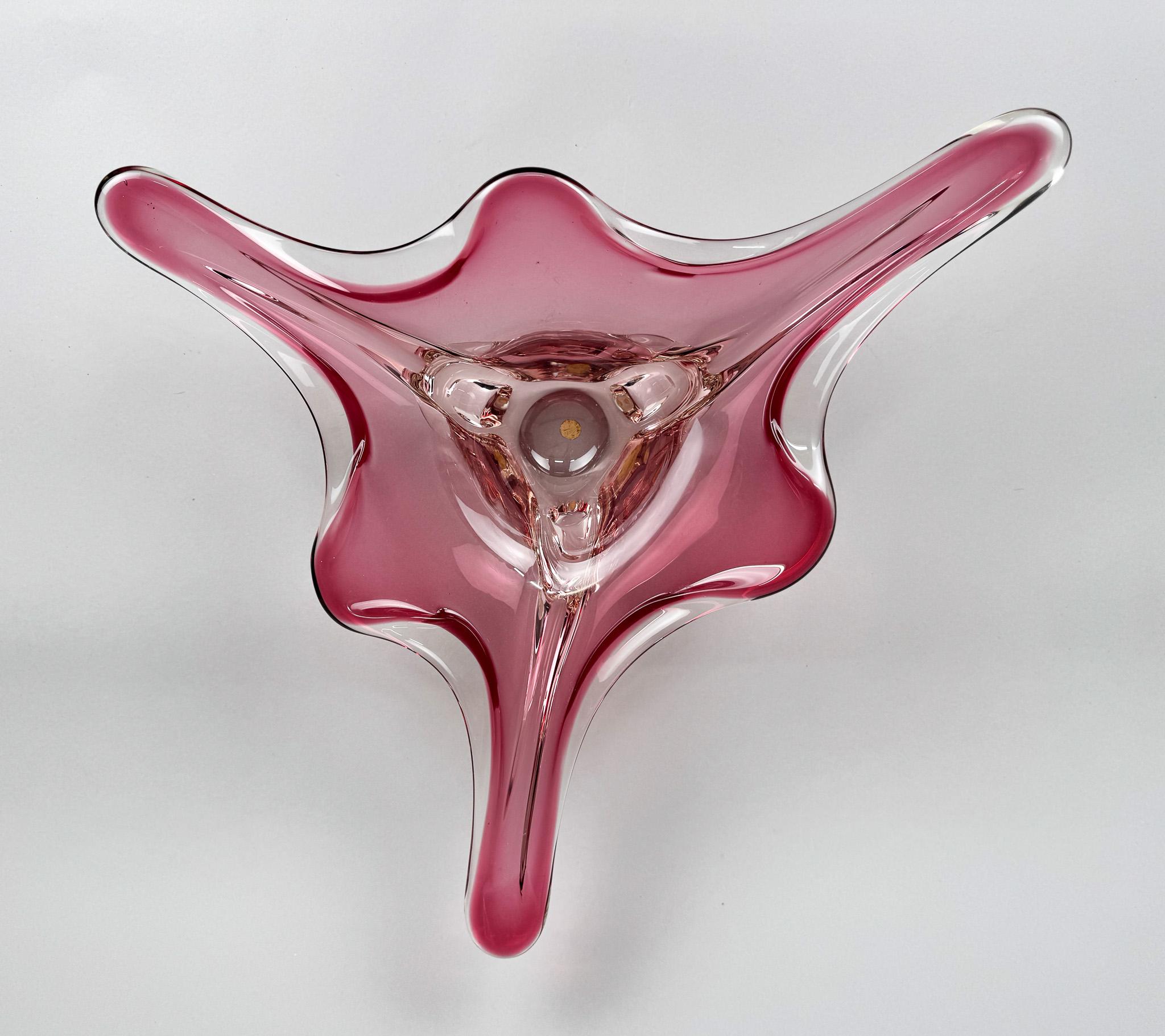 Italian XXL Mid Century Murano Glass Bowl, Italy, Labeled For Sale