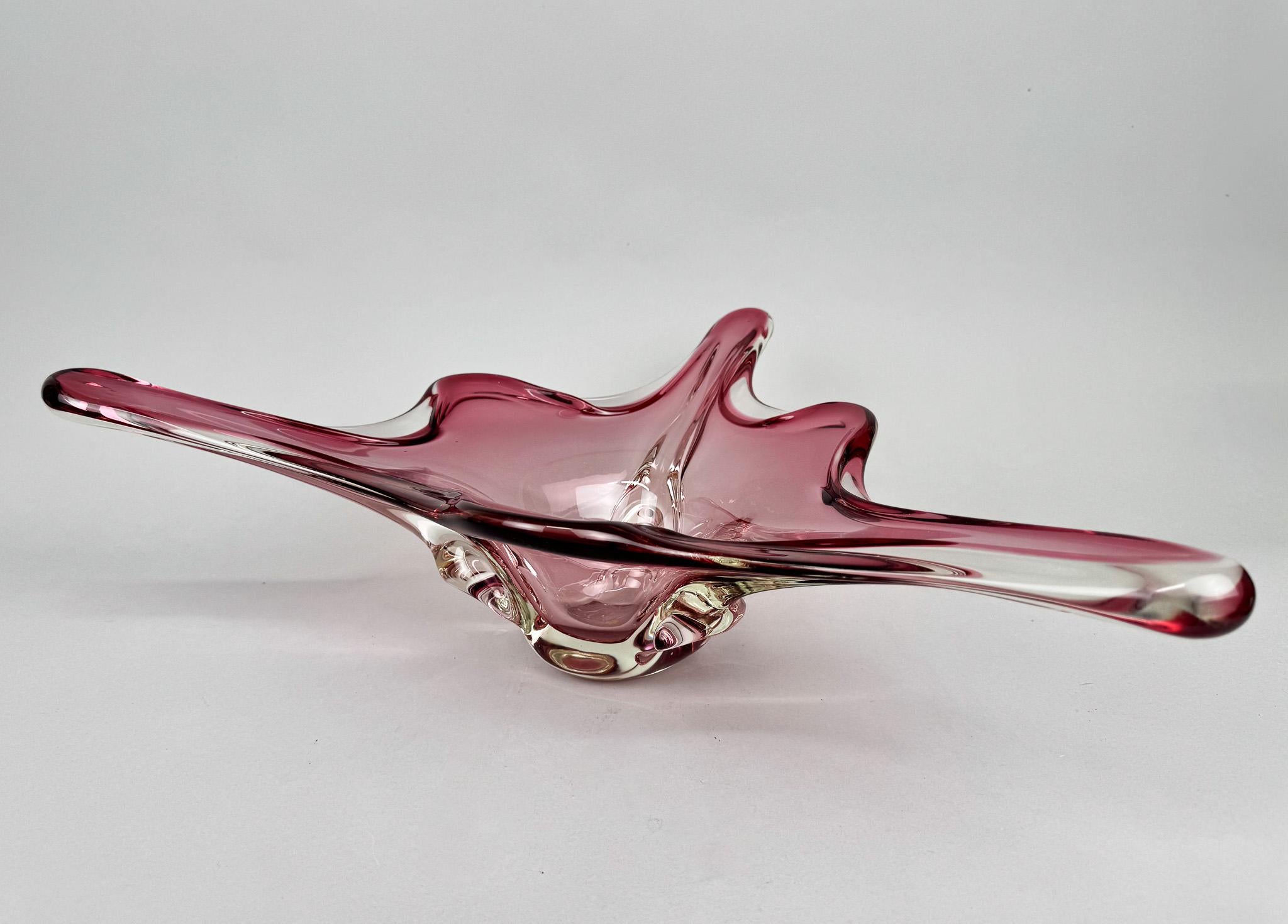 XXL Mid Century Murano Glass Bowl, Italy, Labeled In Good Condition For Sale In Praha, CZ