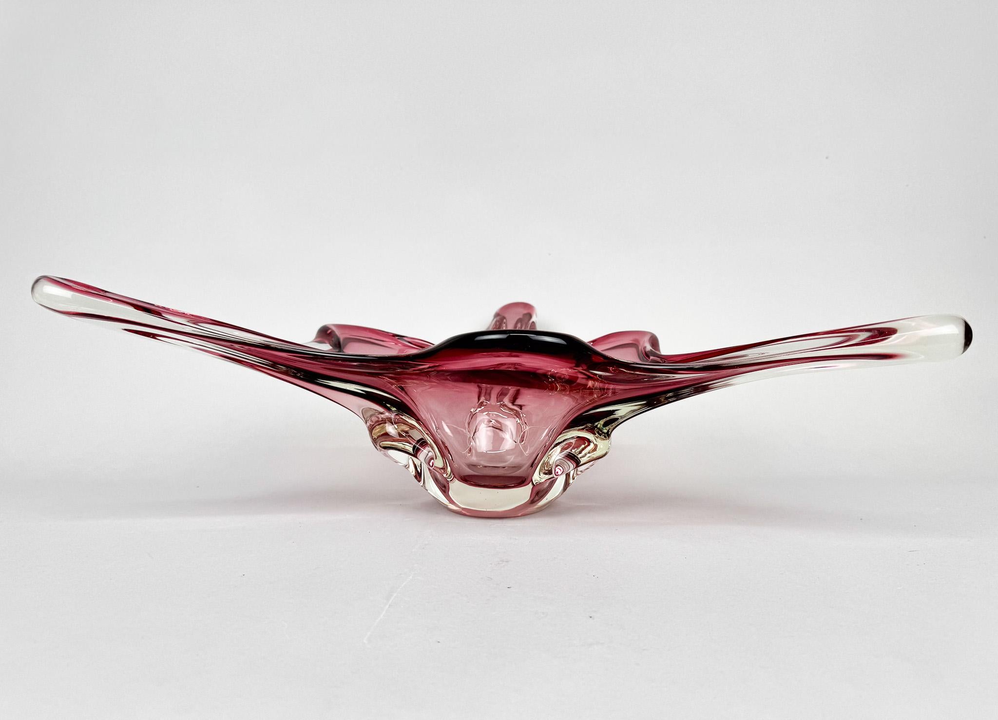 20th Century XXL Mid Century Murano Glass Bowl, Italy, Labeled For Sale