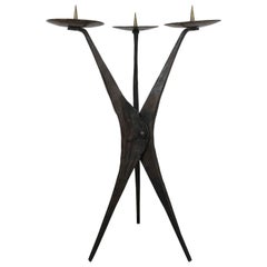 XXL Modernist Sculptural Brutalist Copper Candleholder, Austria, 1950s