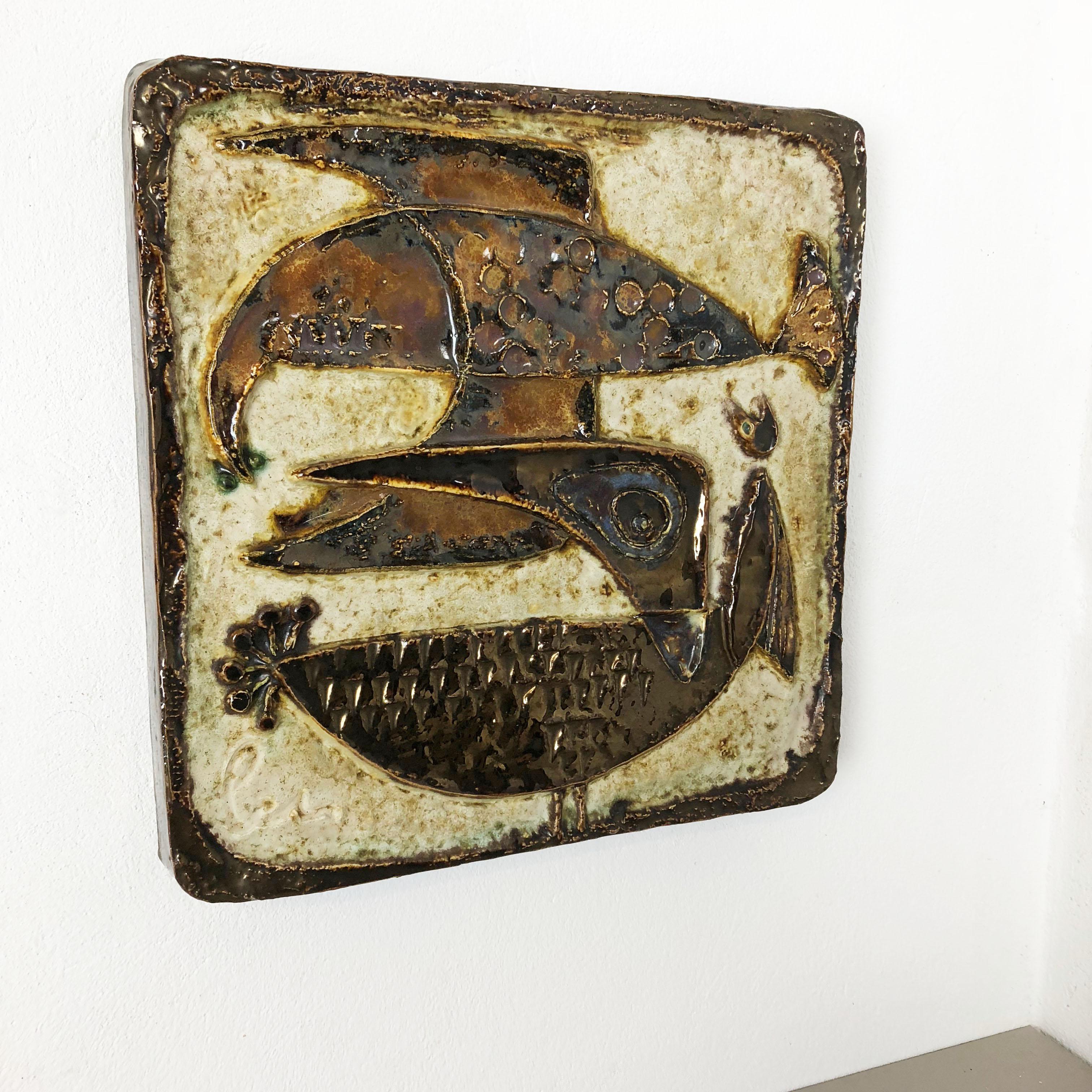 xxl Modernistische westdeutsche Keramik-Wandteller-Objekt Helmut Schärfenacker, 1960 (Moderne der Mitte des Jahrhunderts) im Angebot