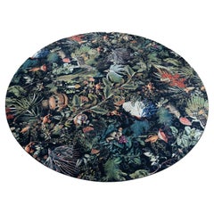 XXL Moooi round carpet with extinct animal patterns and botanical flowers