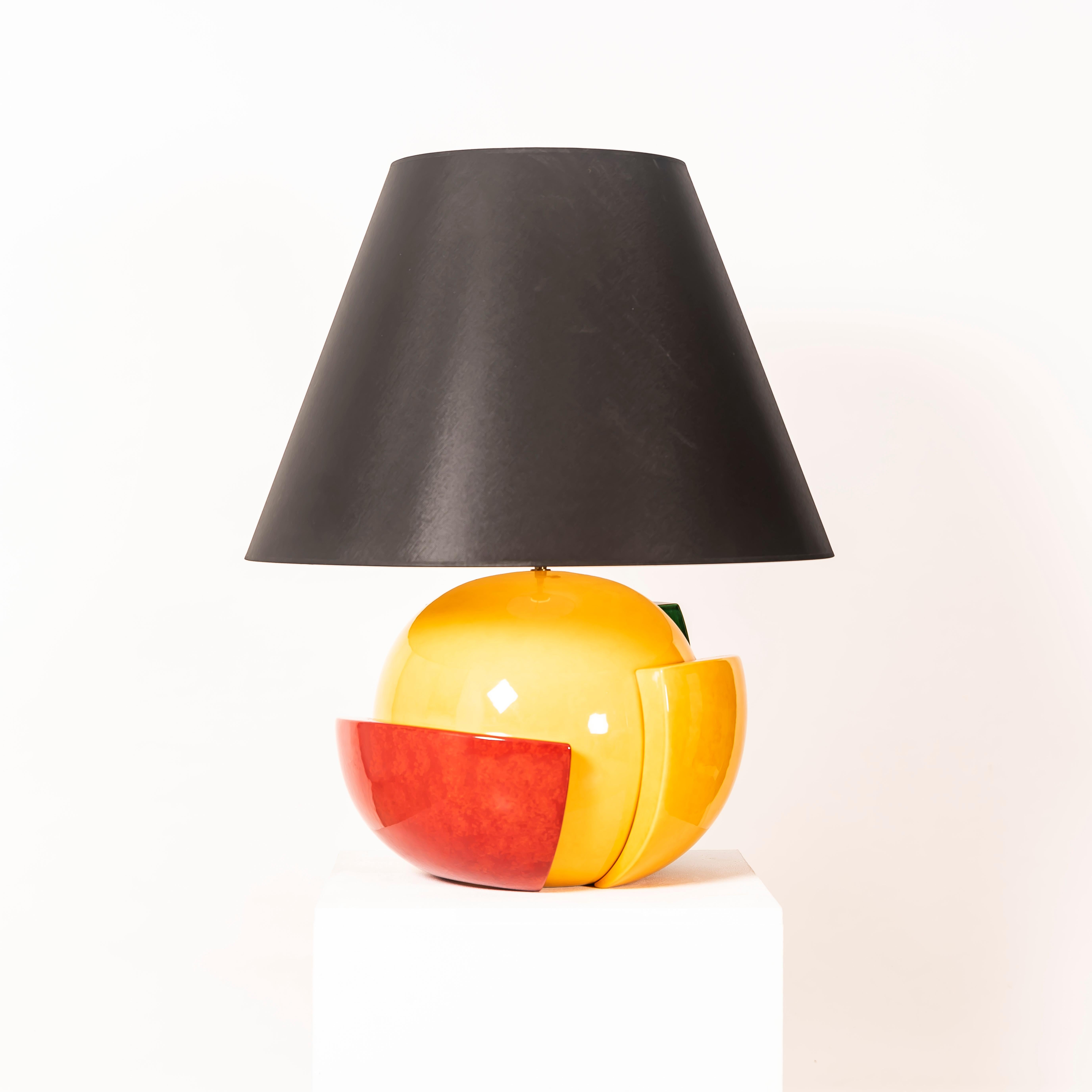 French XXL Multicolor Ceramic Table Lamp Designed by François Chatain, France, 1980s For Sale