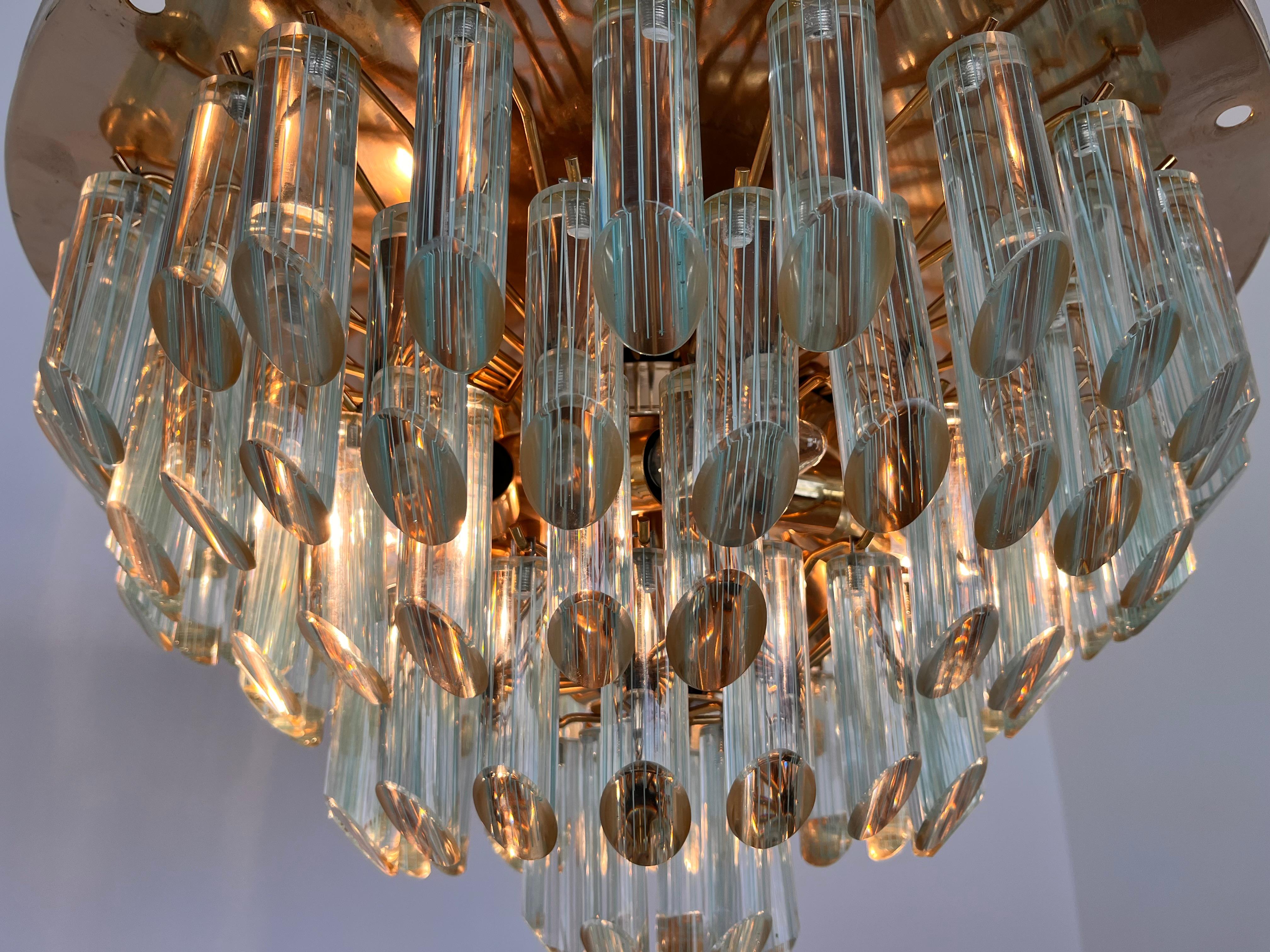 Lampada da incasso/soffitto XXL in vetro di Murano e ottone di Venini per Isa - anni '80 In condizioni buone in vendita a Praha, CZ
