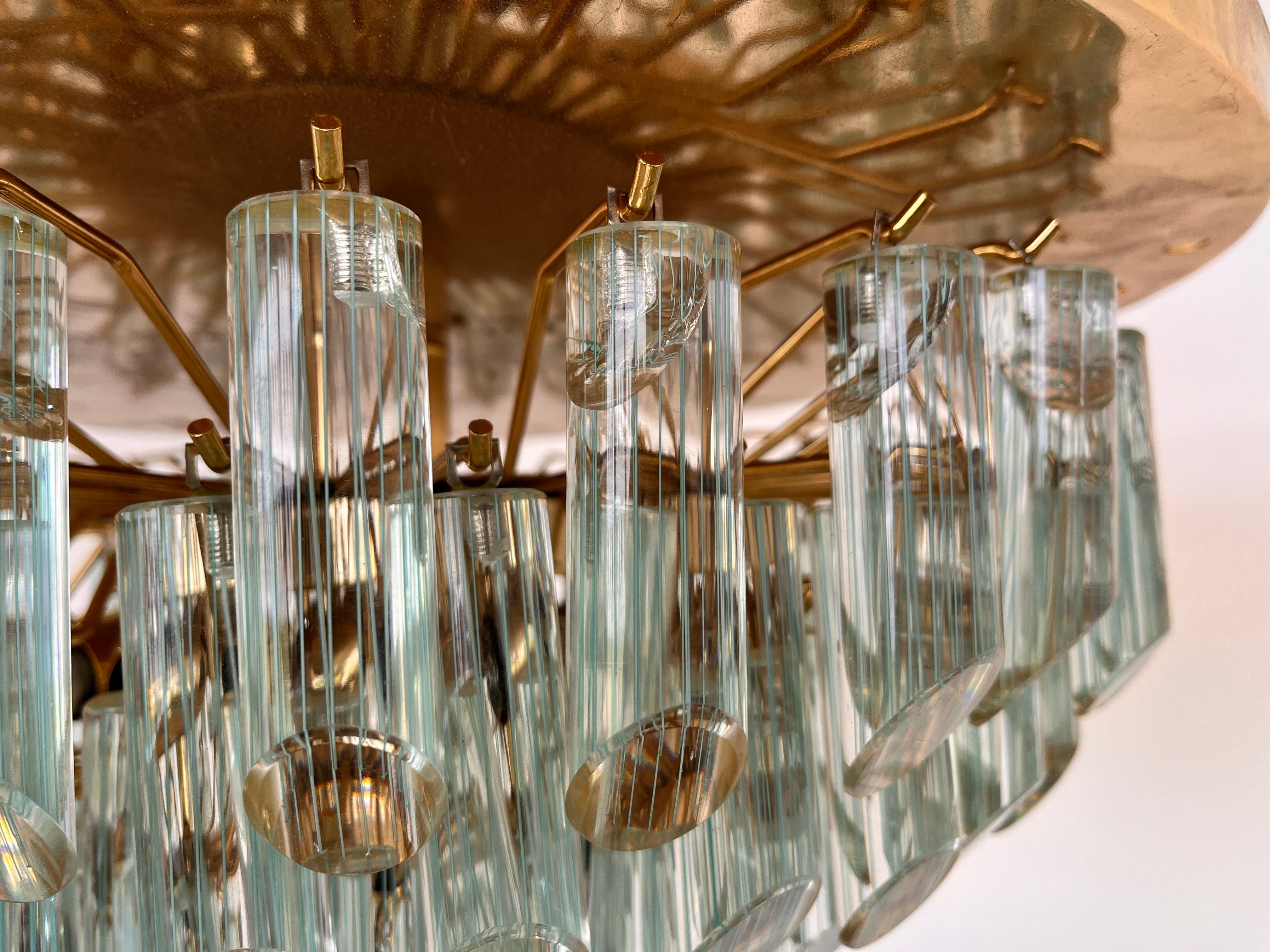 Lampada da incasso/soffitto XXL in vetro di Murano e ottone di Venini per Isa - anni '80 in vendita 2