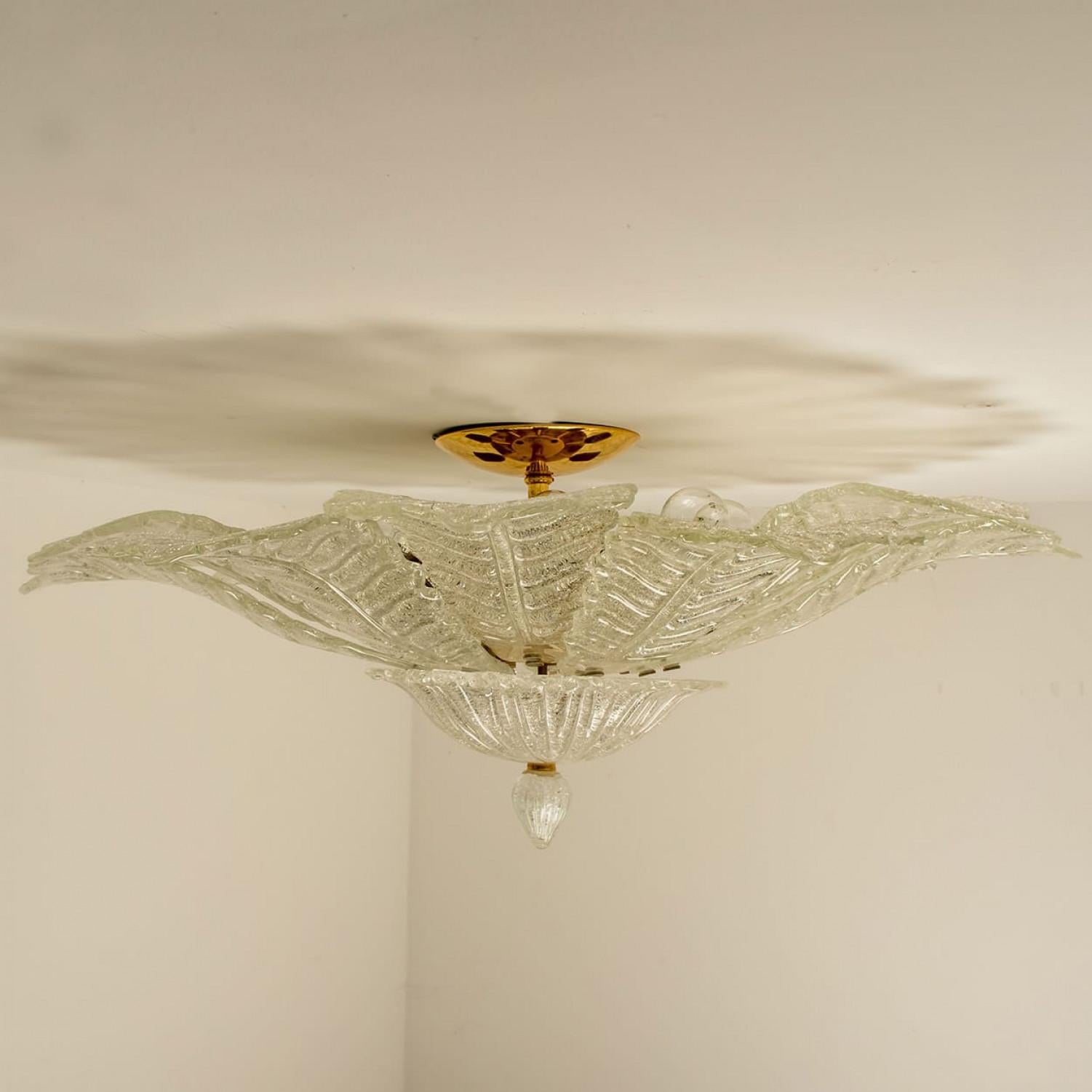 Plafonnier XXL en verre de Murano dans le style de Barovier, 1970 en vente 2