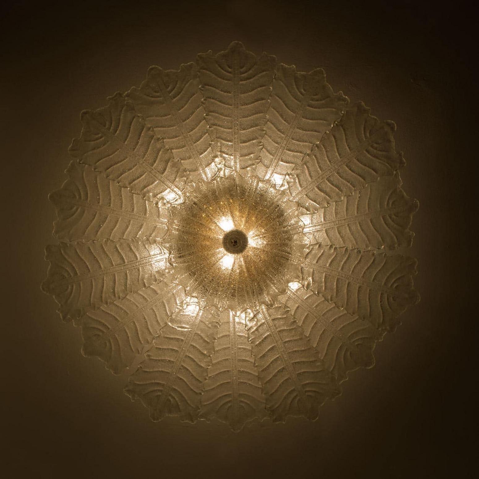 XXL Murano Glass Ceiling Light in the Style of Barovier, 1970s in vendita 8