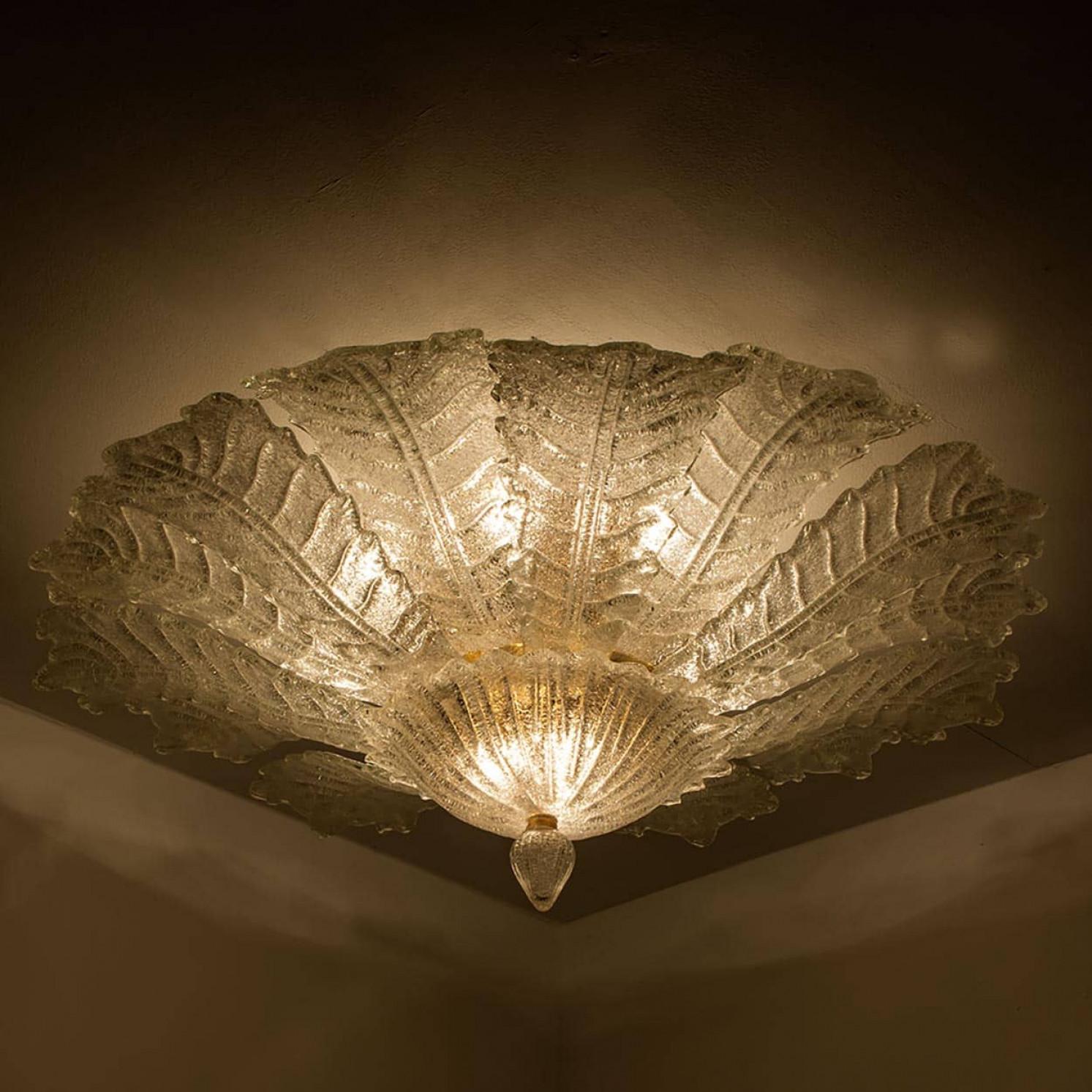 XXL Murano Glass Ceiling Light in the Style of Barovier, 1970s For Sale 9