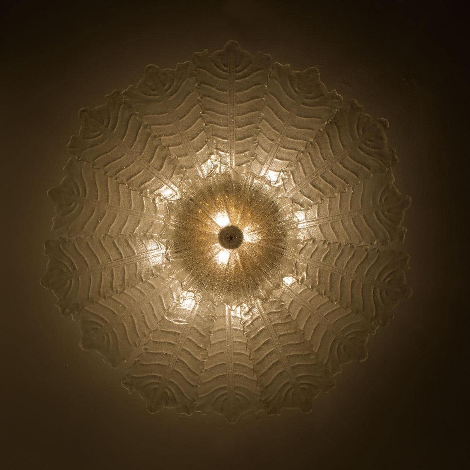 Plafonnier XXL en verre de Murano dans le style de Barovier, 1970 en vente 8