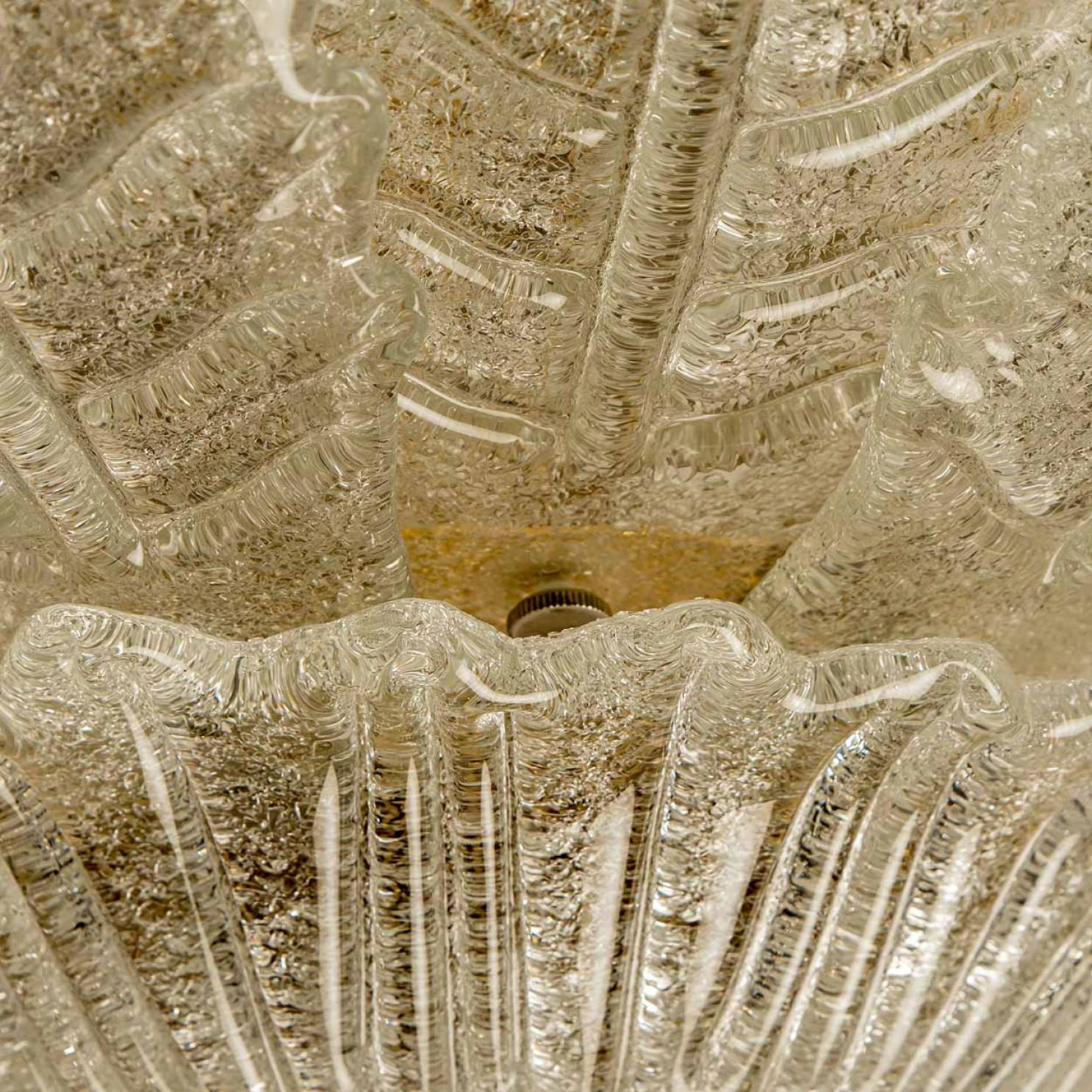 Italiano XXL Murano Glass Ceiling Light in the Style of Barovier, 1970s in vendita