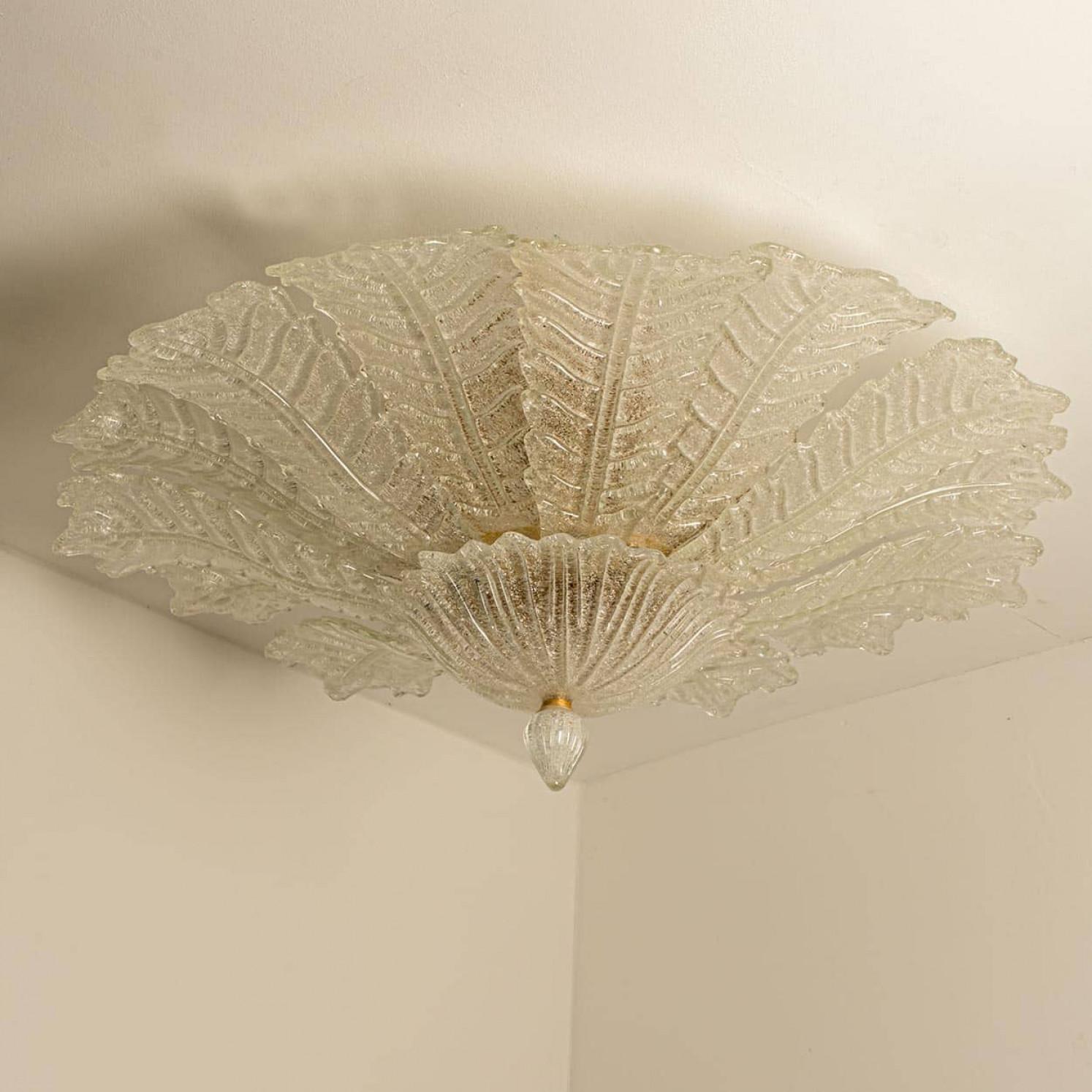 Plafoniere XXL in vetro di Murano nello stile di Barovier, anni '70 In condizioni buone in vendita a Rijssen, NL