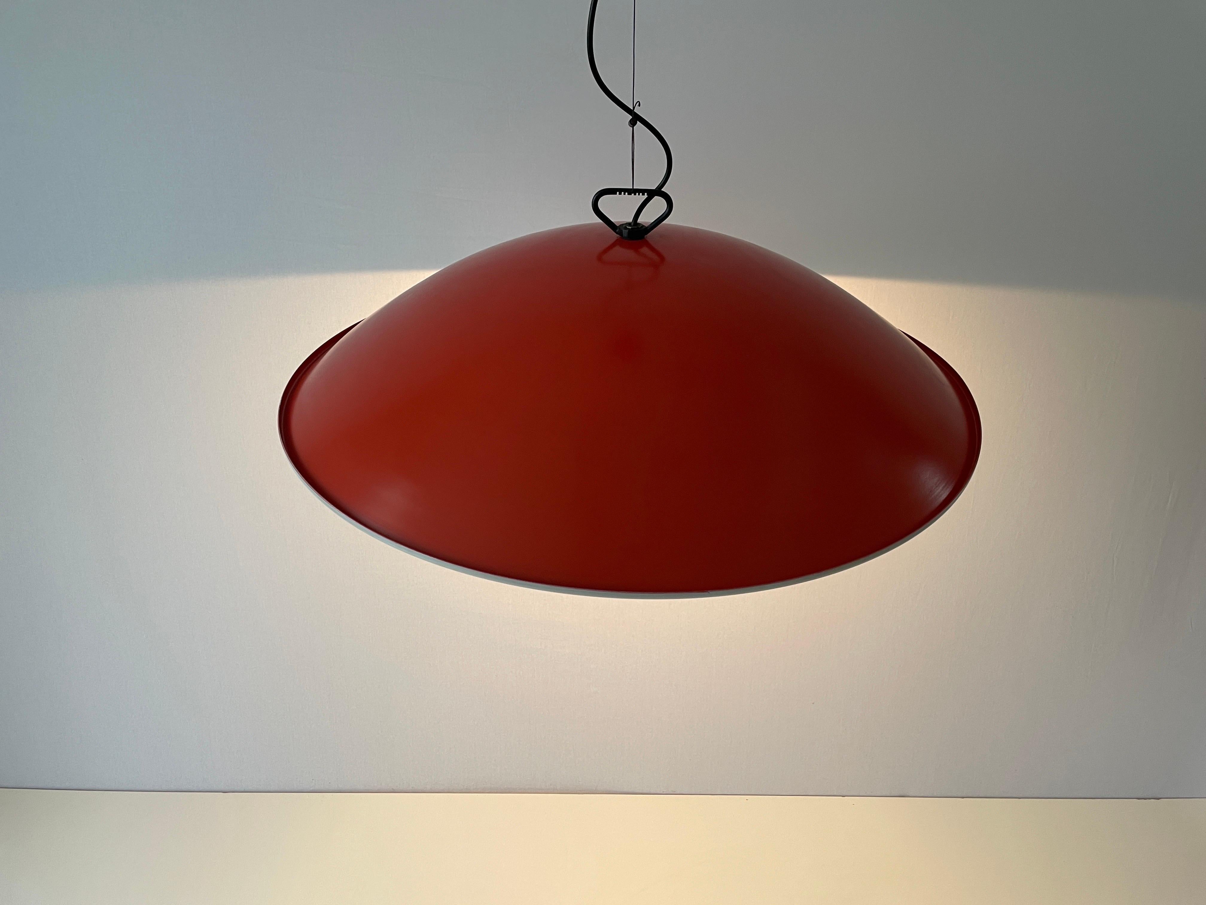 XXL Orange and White Metal Large Hotel Pendant Lamp, 1960s, Italy For Sale 4