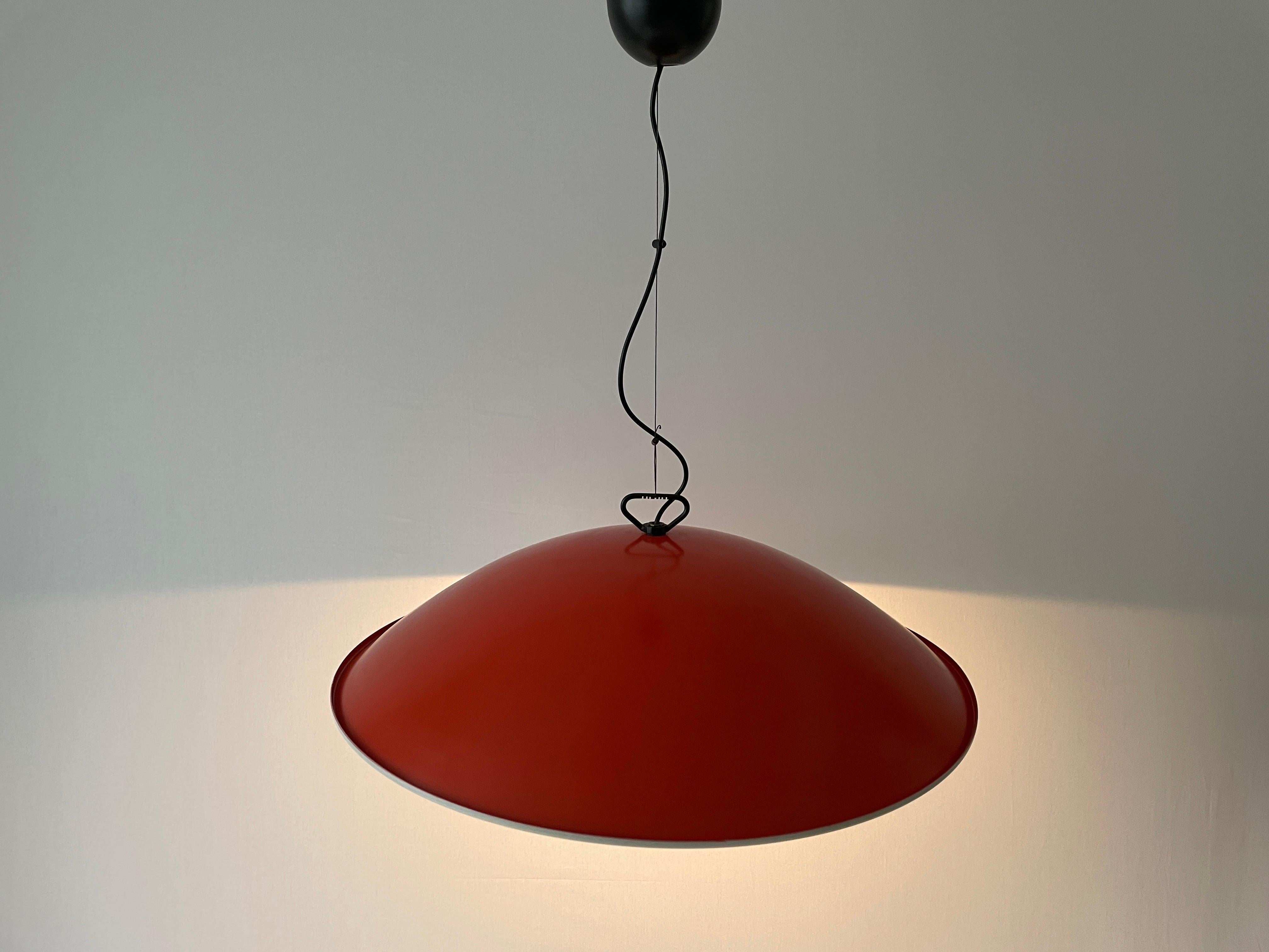 XXL Orange and White Metal Large Hotel Pendant Lamp, 1960s, Italy For Sale 5