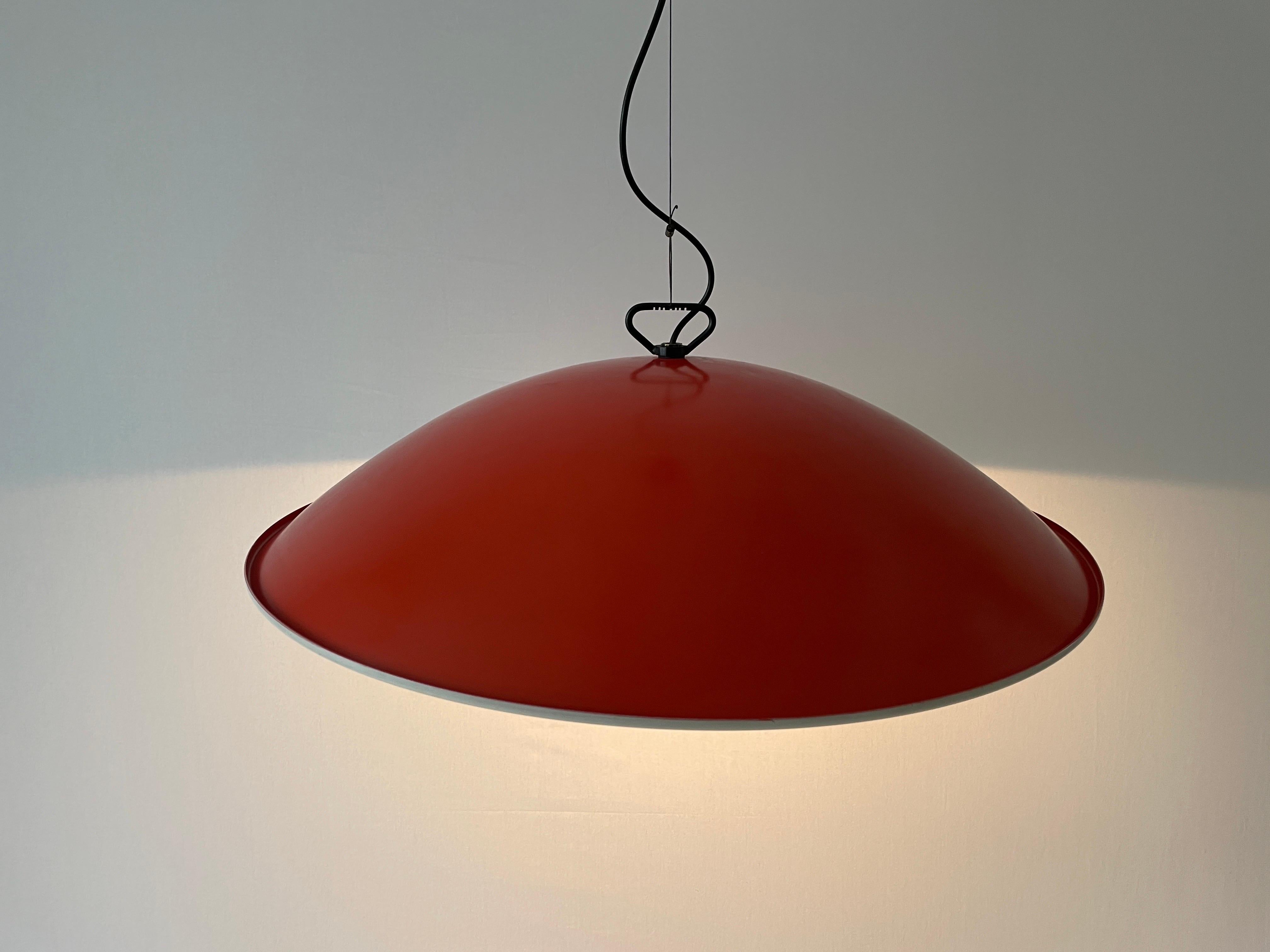 XXL Orange and White Metal Large Hotel Pendant Lamp, 1960s, Italy For Sale 6