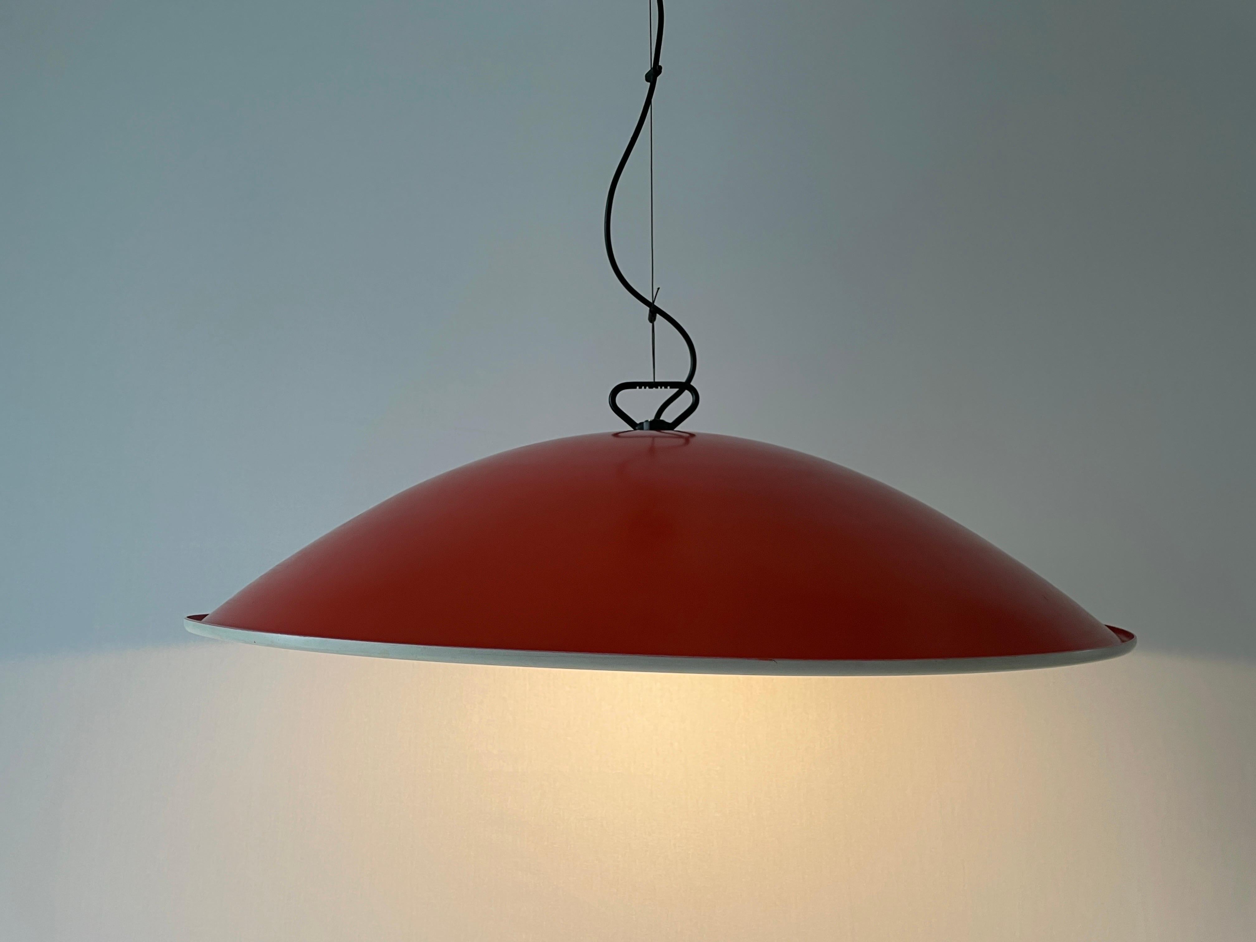 Grande lampe suspendue d'hôtel XXL orange et blanche, années 1960, Italie en vente 6