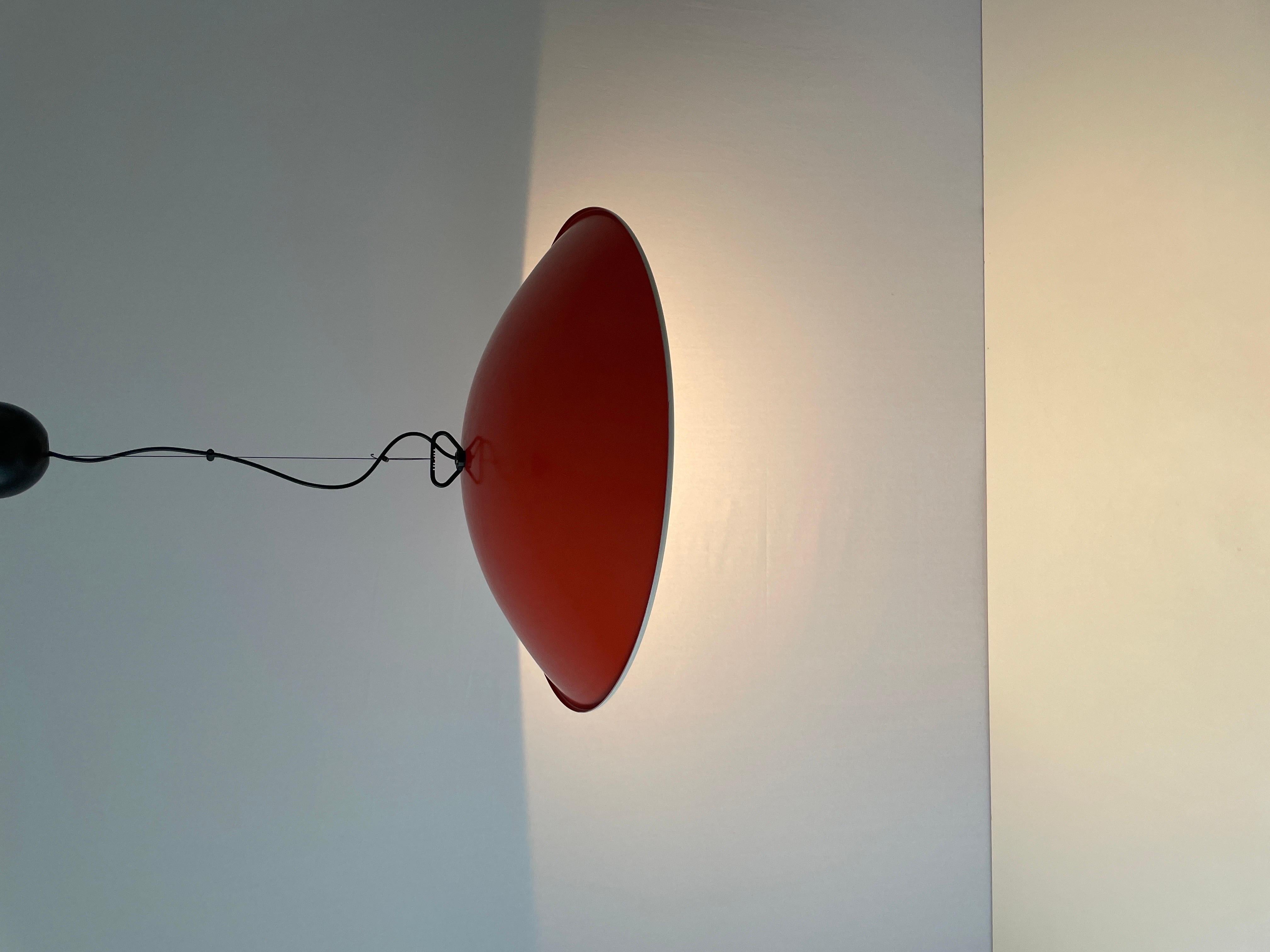 Grande lampe suspendue d'hôtel XXL orange et blanche, années 1960, Italie en vente 9