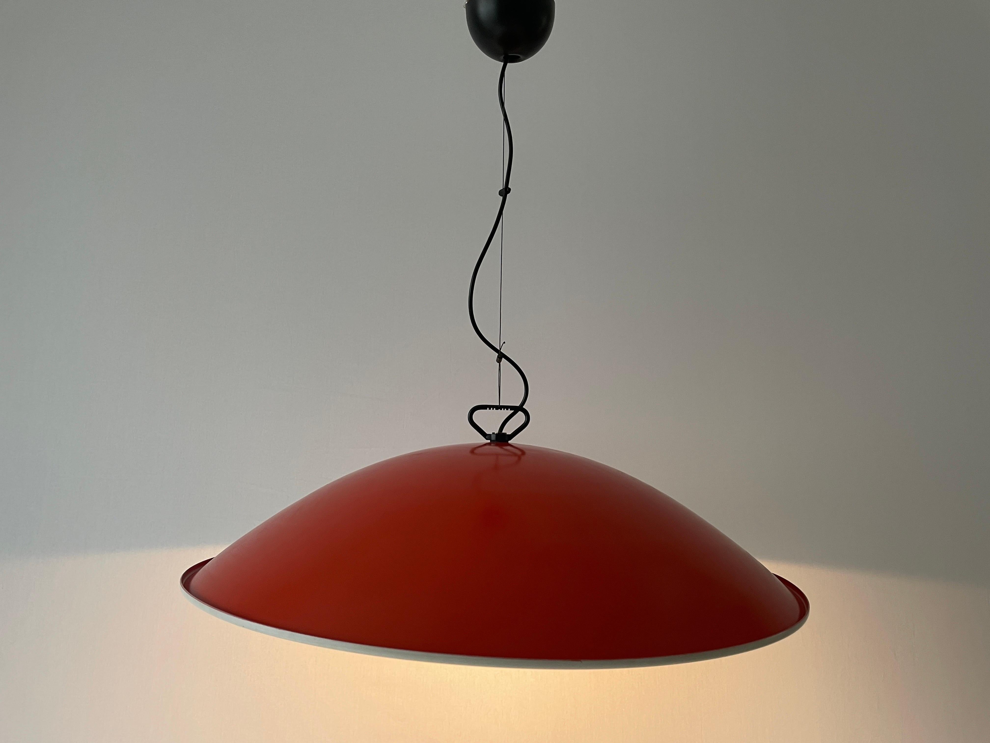 XXL Orange and White Metal Large Hotel Pendant Lamp, 1960s, Italy For Sale 11