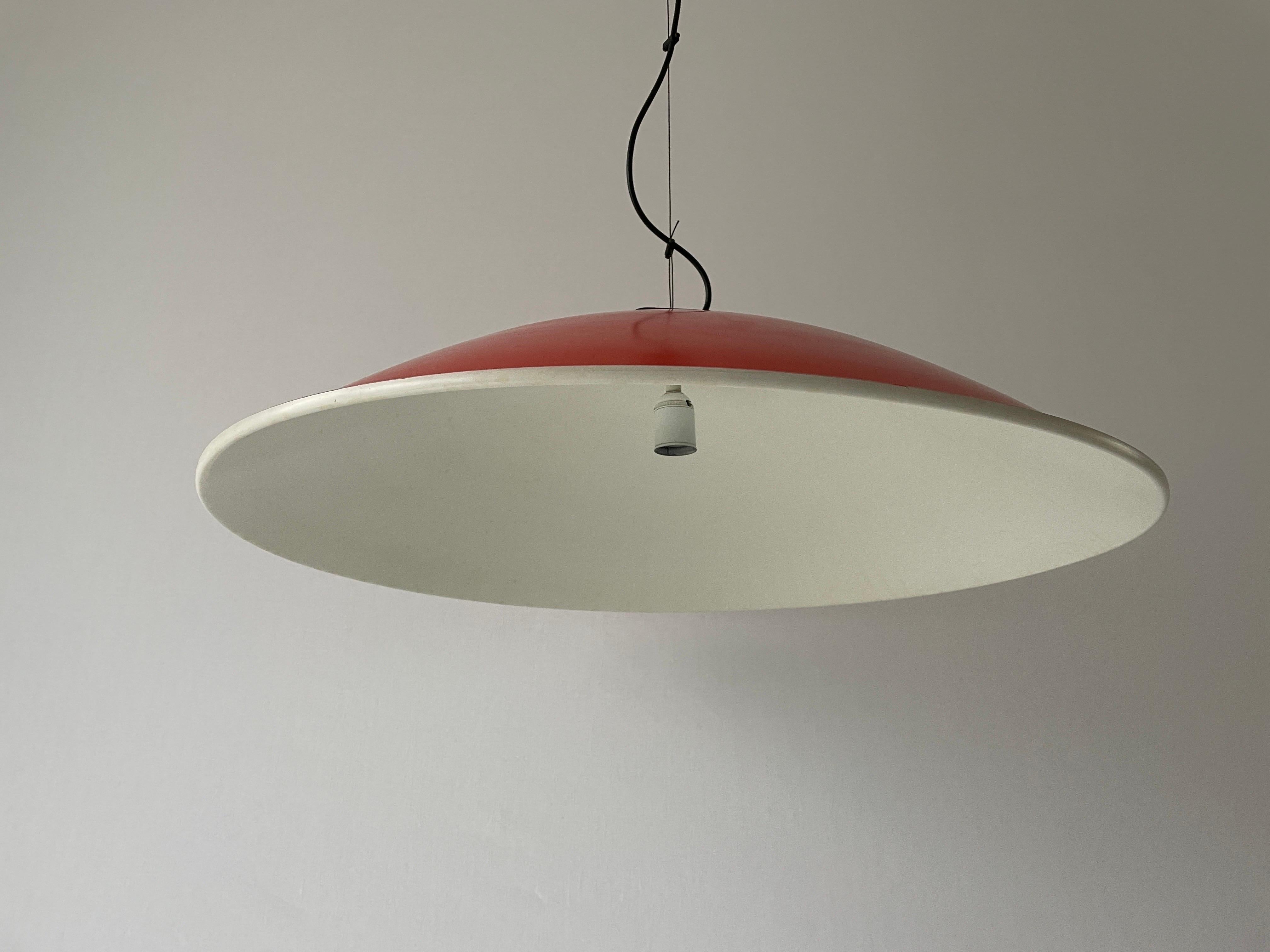 Mid-20th Century XXL Orange and White Metal Large Hotel Pendant Lamp, 1960s, Italy For Sale