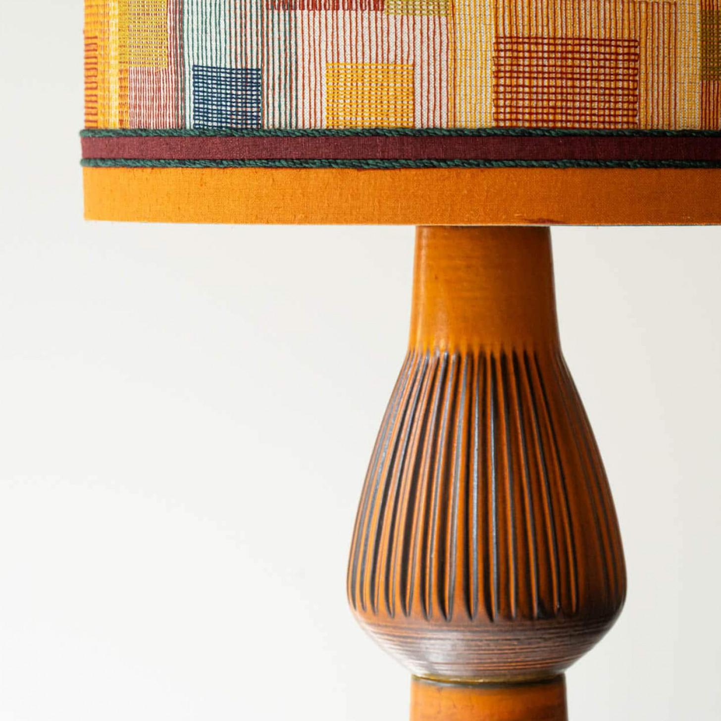 Lampe de bureau XXL en céramique orange, abat-jour de R. Houben, 1970 en vente 4